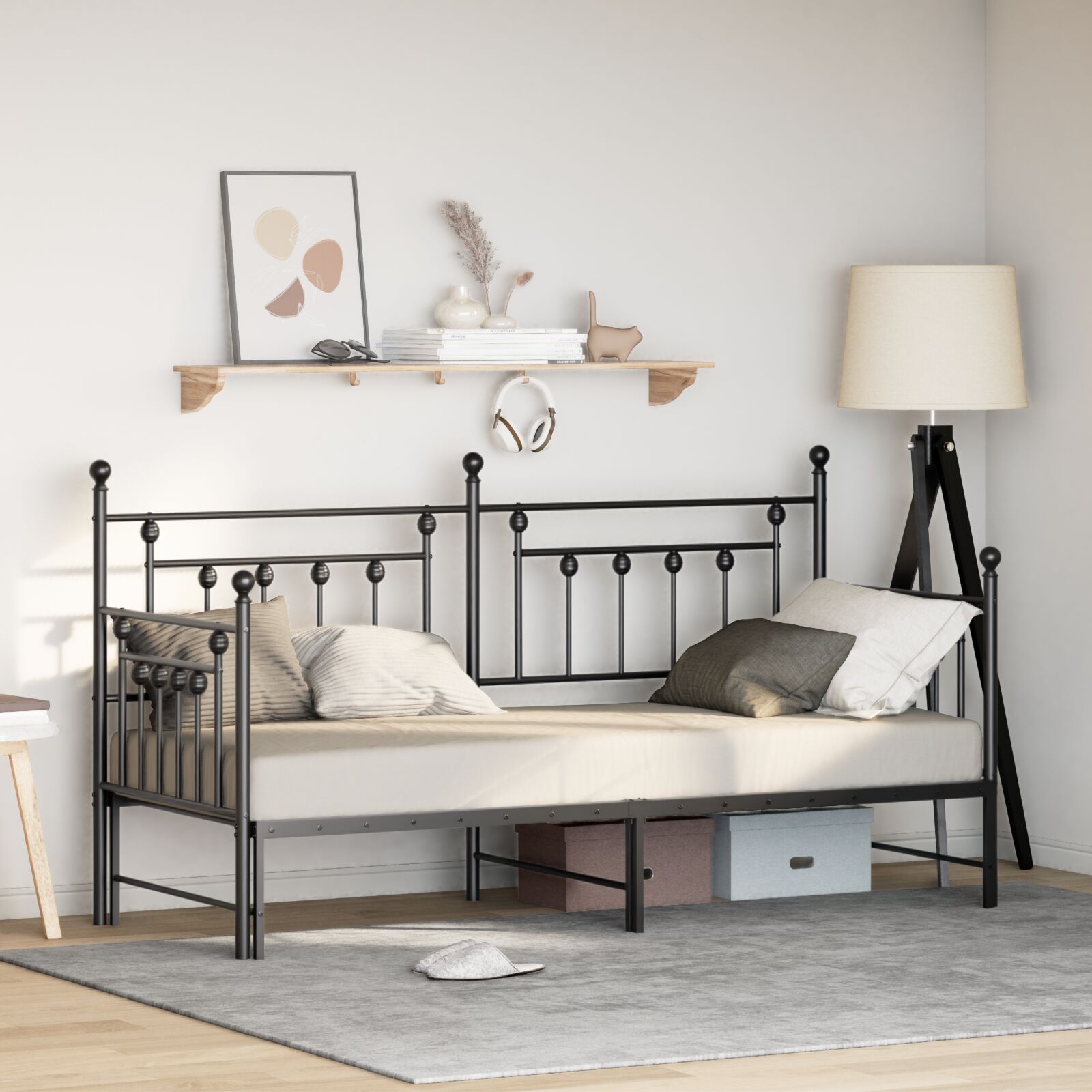 vidaXL Betten & Bettgestelle Schwarz Metall 80 x 200 cm