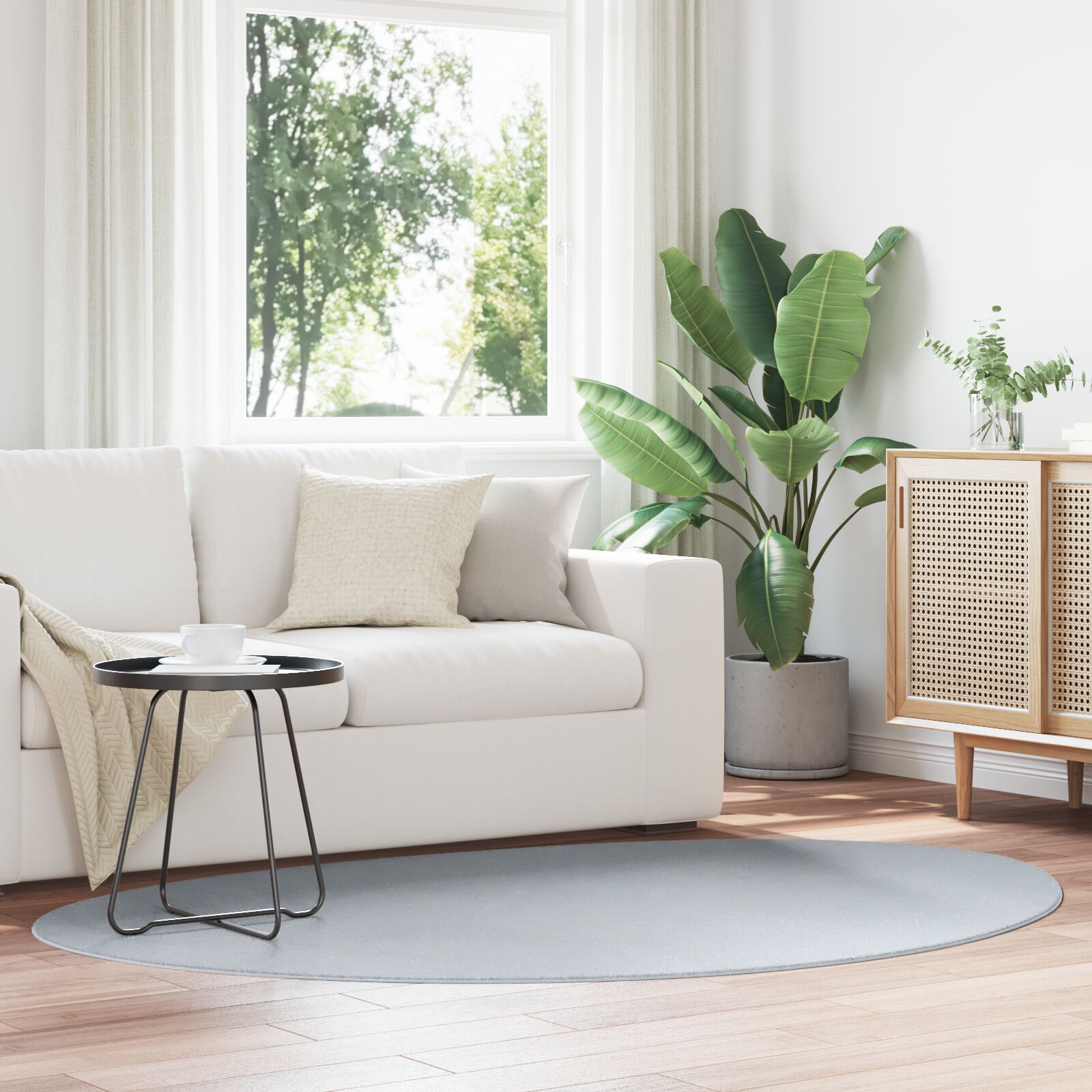 tæpper Grå Polyester 140 x 200 cm Mønster Områdetæpper Ovalt