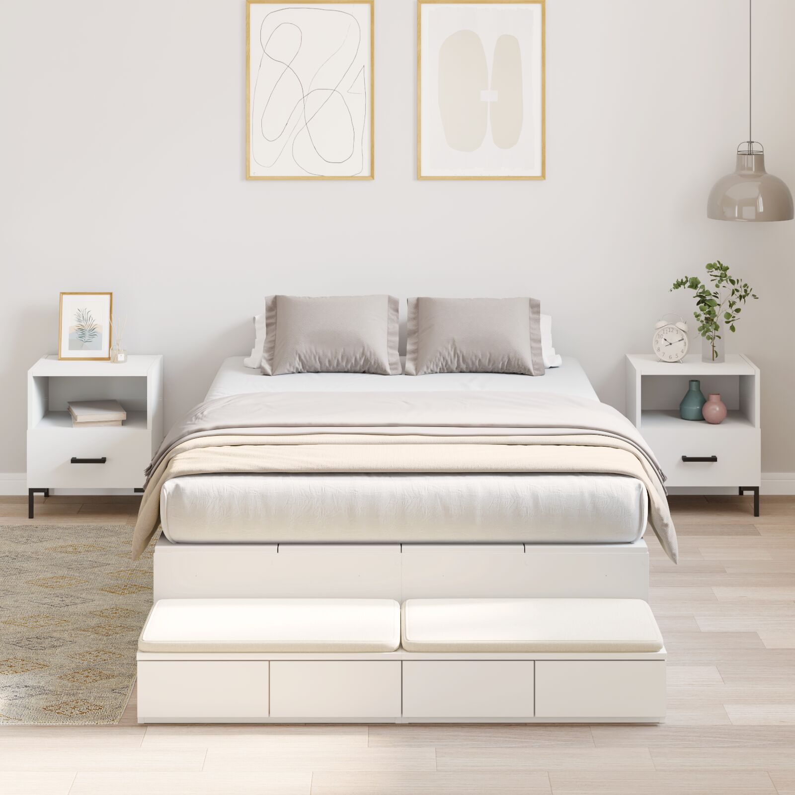 vidaXL Bettgestell mit Stauraum Weiß Holzwerkstoff 120 x 190 cm