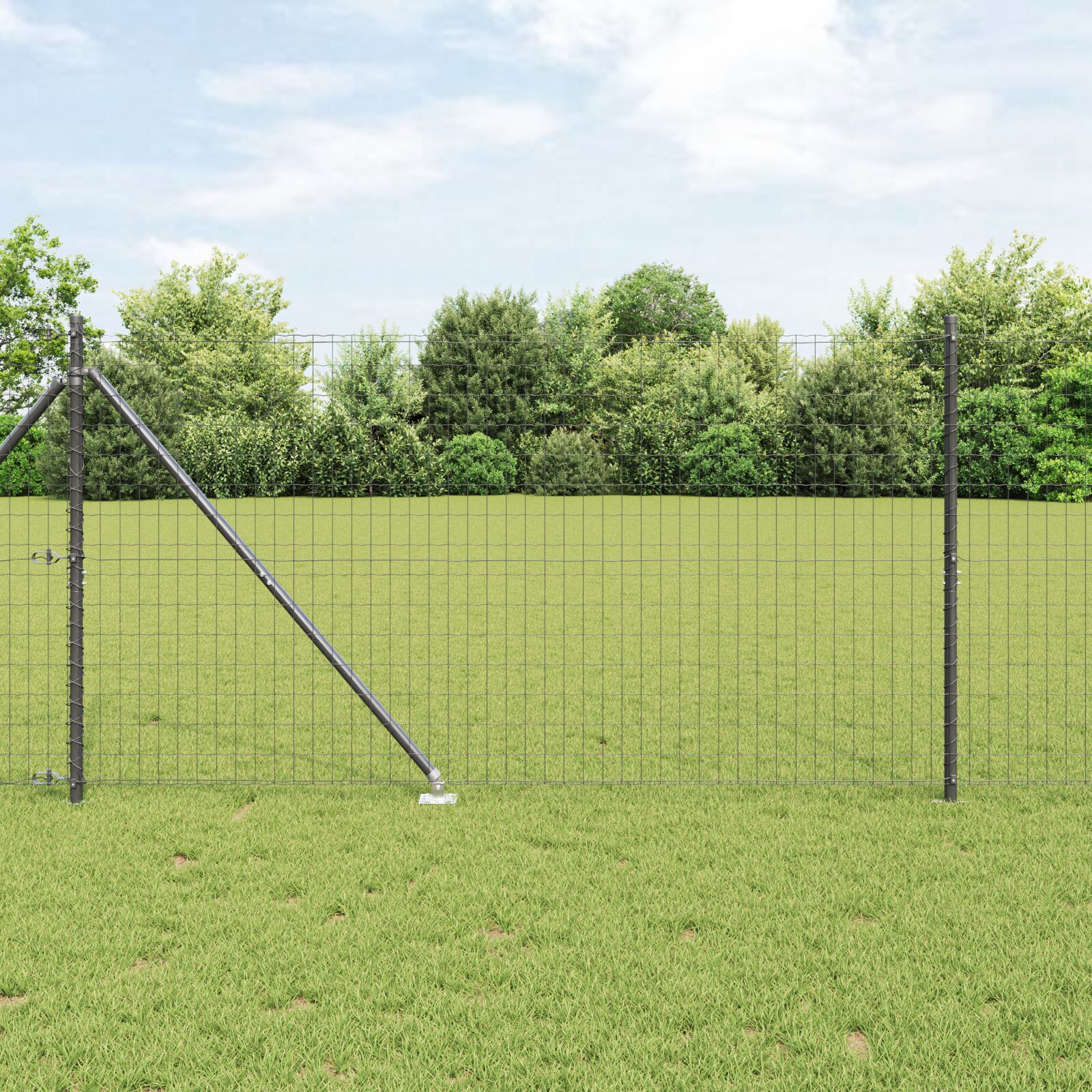 Euro Hegn med 7 Spike Posts 1.2x10 m Galvaniseret Stål Grå