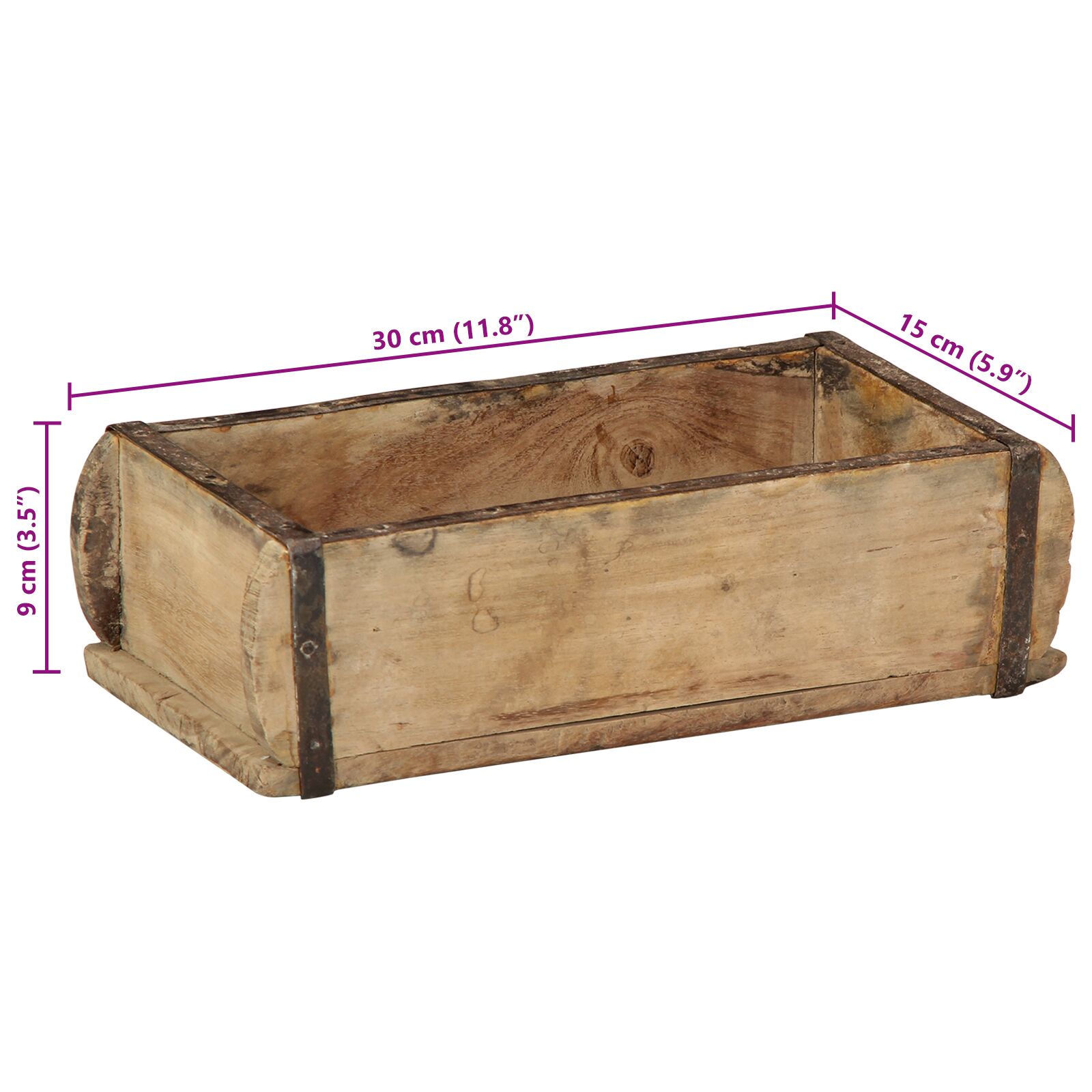 Tálca 30x15x9 cm Masszív Fa Újrahasznosított 