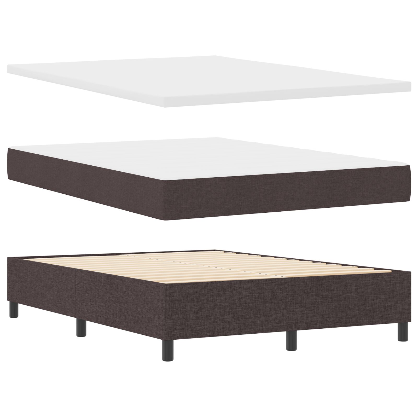 Box Spring ágy matraccal és paddal sötétbarna 140x200 cm szövet 