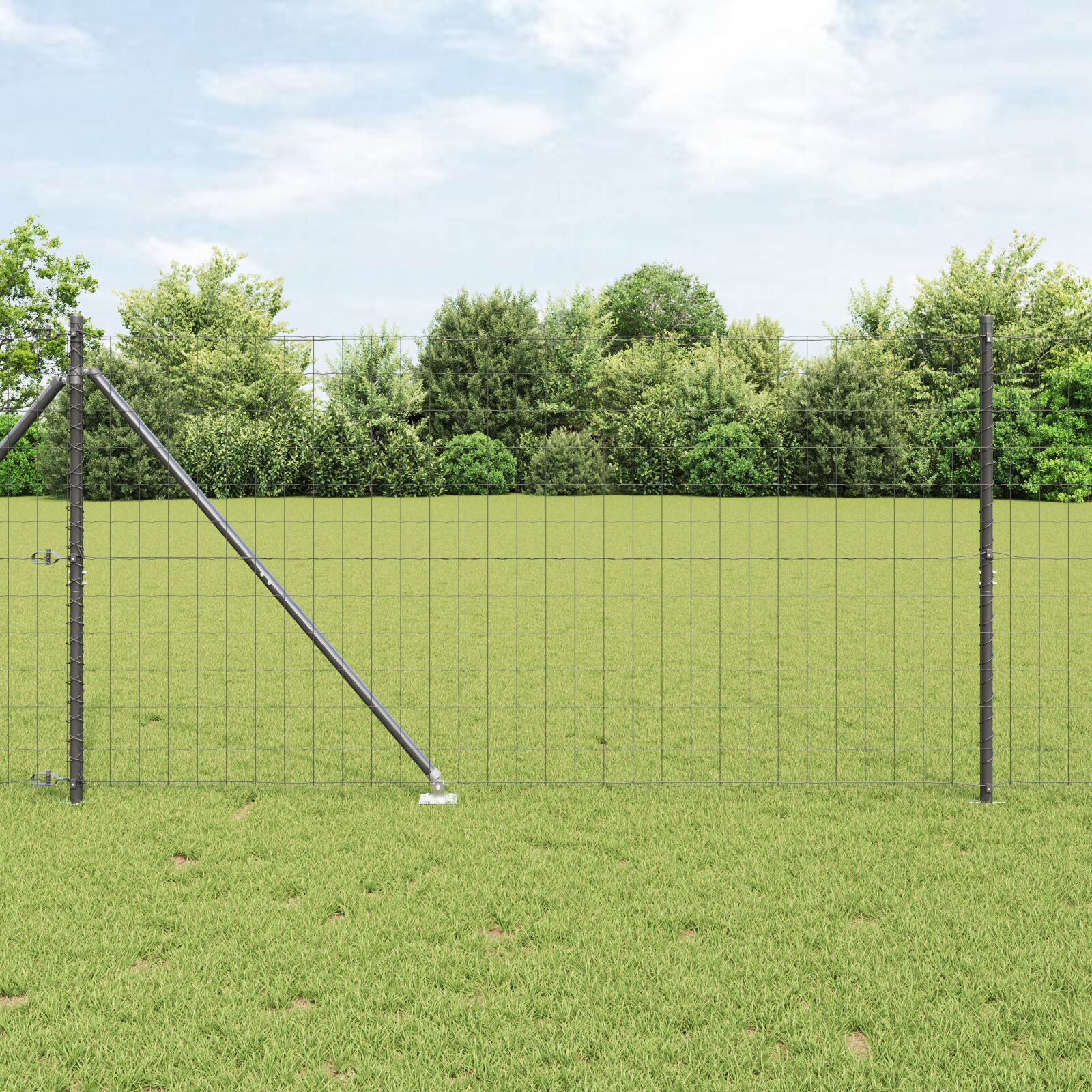 Euro Hegn med 7 Spydposter 1.4x10 m Galvaniseret Stål Grå