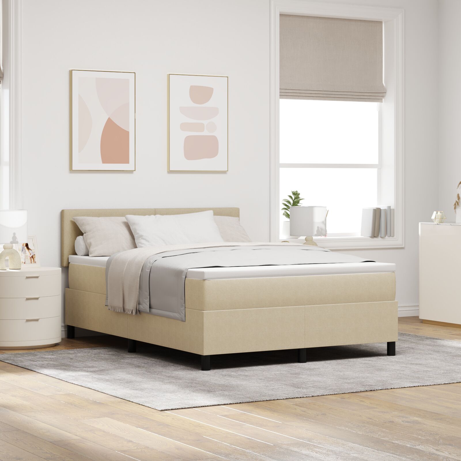 Box Spring Krevet s Madracem & LED Svjetlom Zelena Siva 140x200 cm Tkanina od kordure