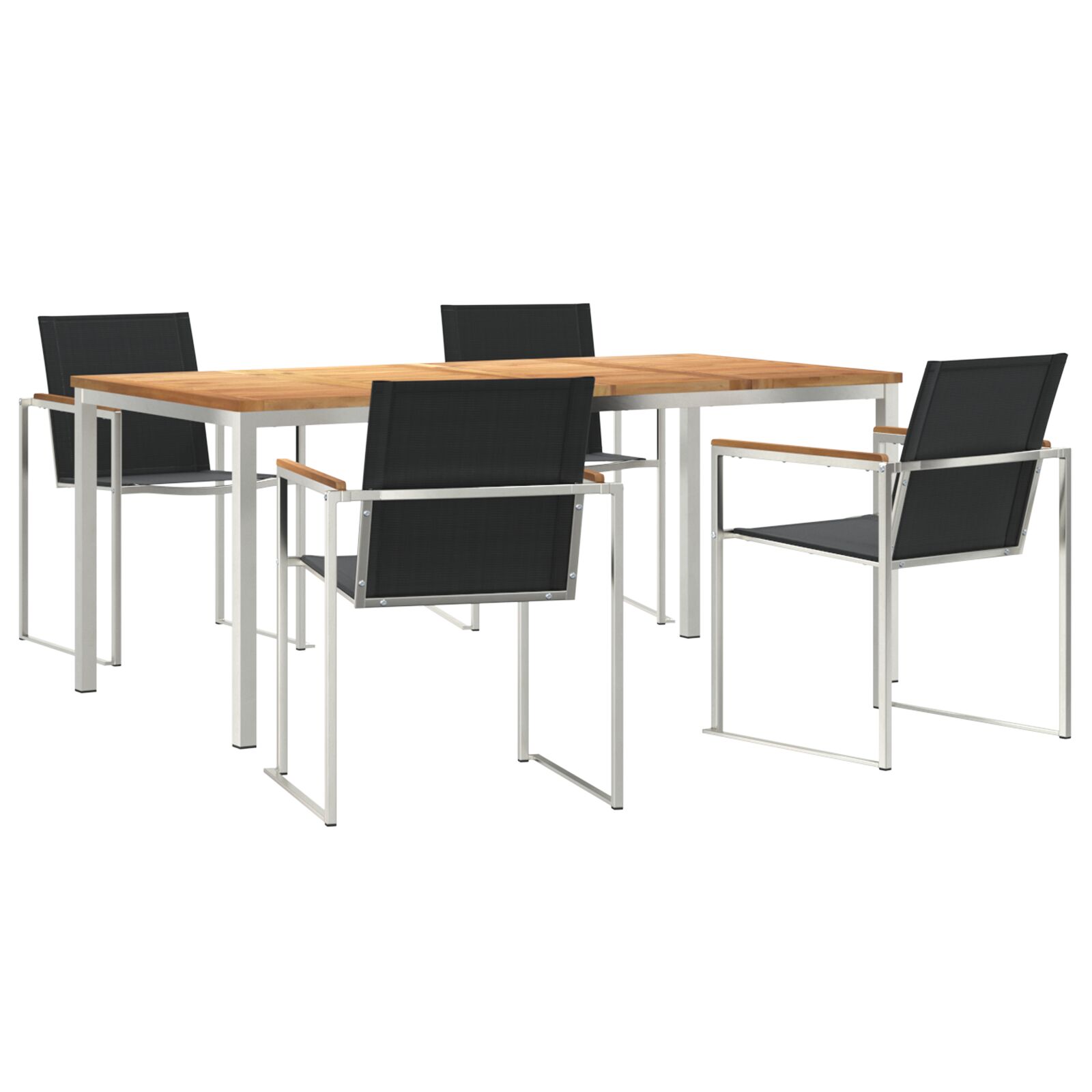 5 Stykke Have Spisebord Sæt Solid Teak, vidaXL Udendørs Spisebord 180x90x75 cm Solid Teak