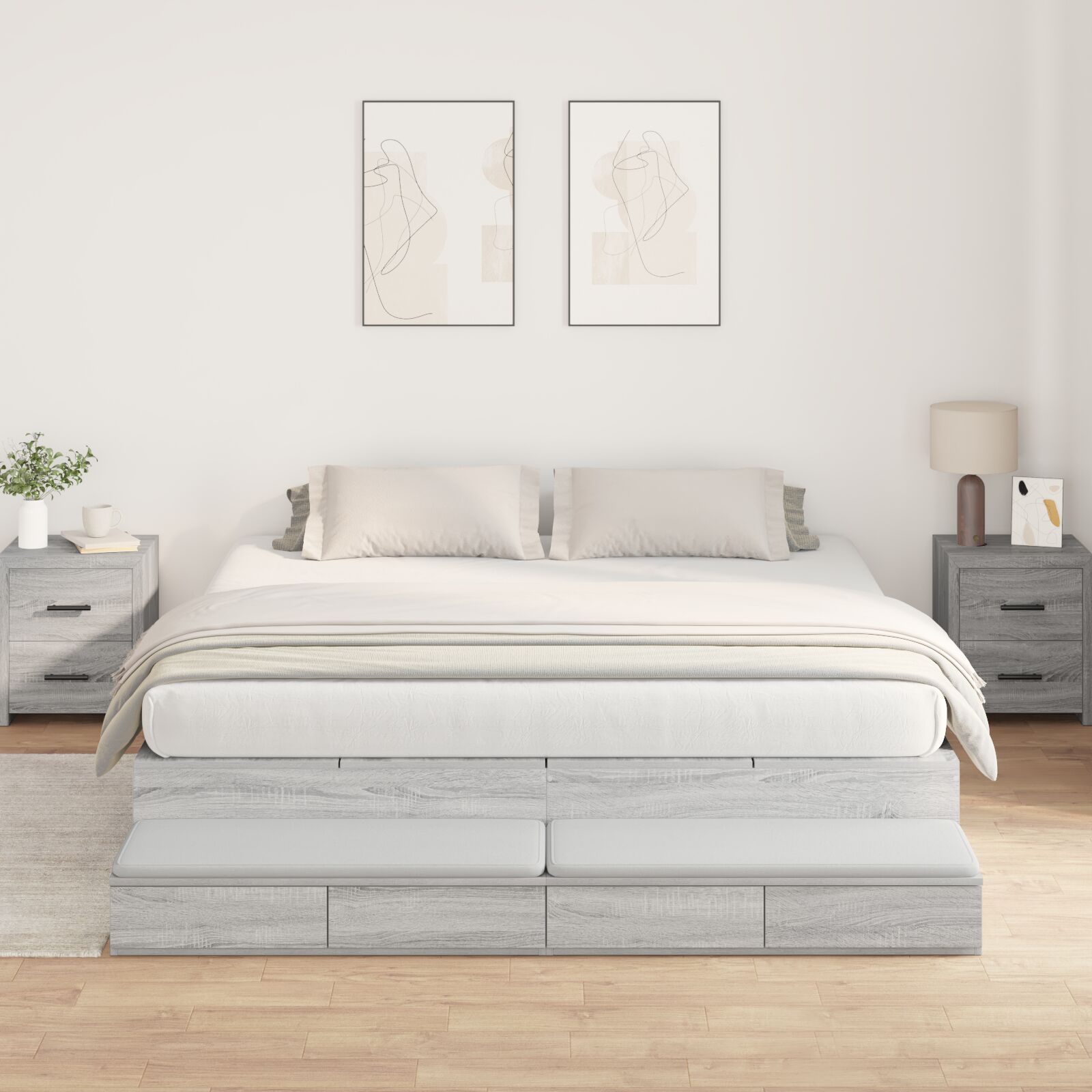 okvir kreveta za pohranu siva sonoma 200x200 cm