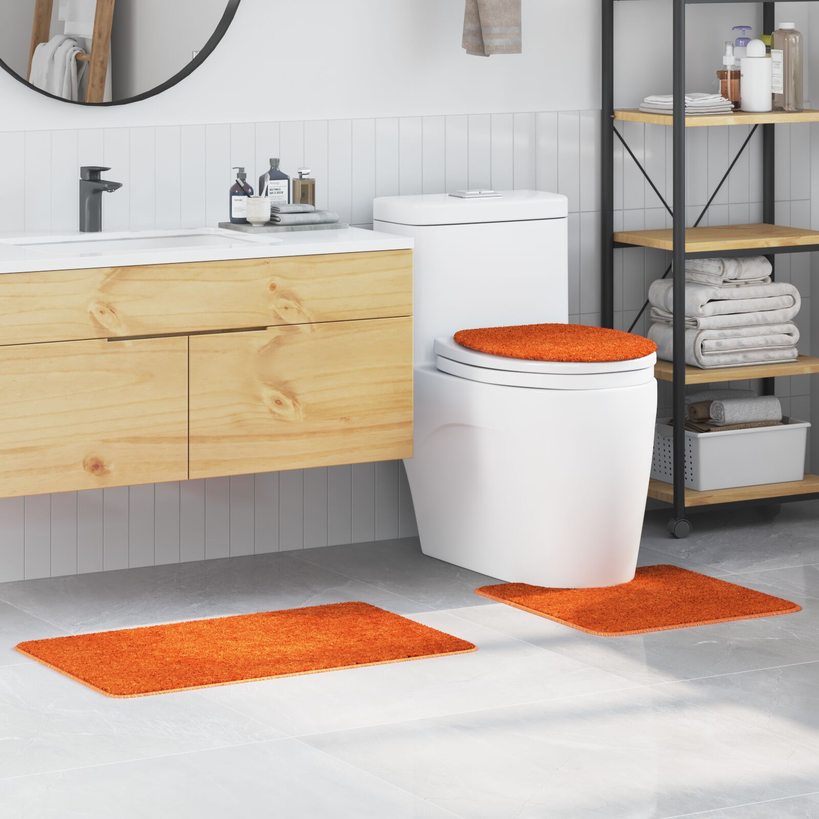 vidaXL Orange Mikrofaser Mittel Badematte Rechteckig Modern