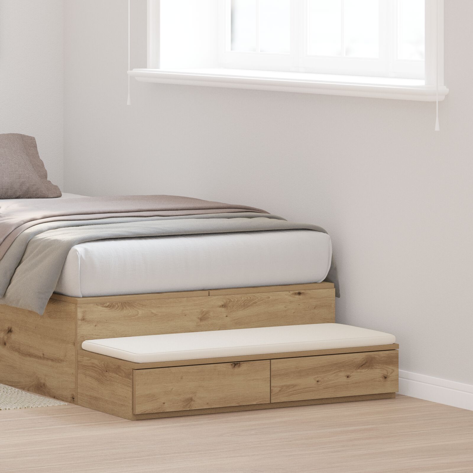 vidaXL Bedlades Artisan Eiken 100x36,5x16,5 cm Gelaagd Hout