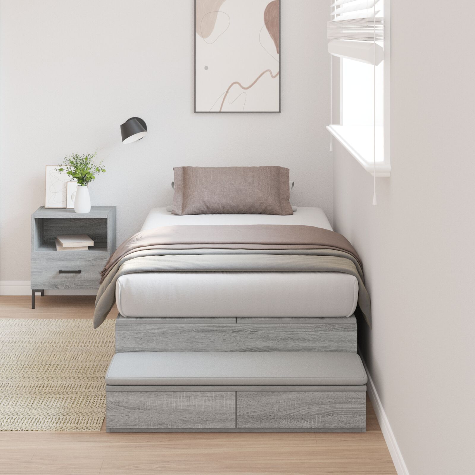 krevet s prostorom za pohranu siva sonoma 80x200 cm