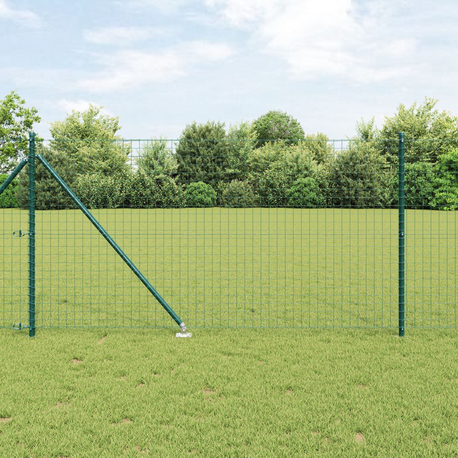 Euro Indhegning med 7 Spike Poster 1x10 m Galvaniseret Stål Grøn