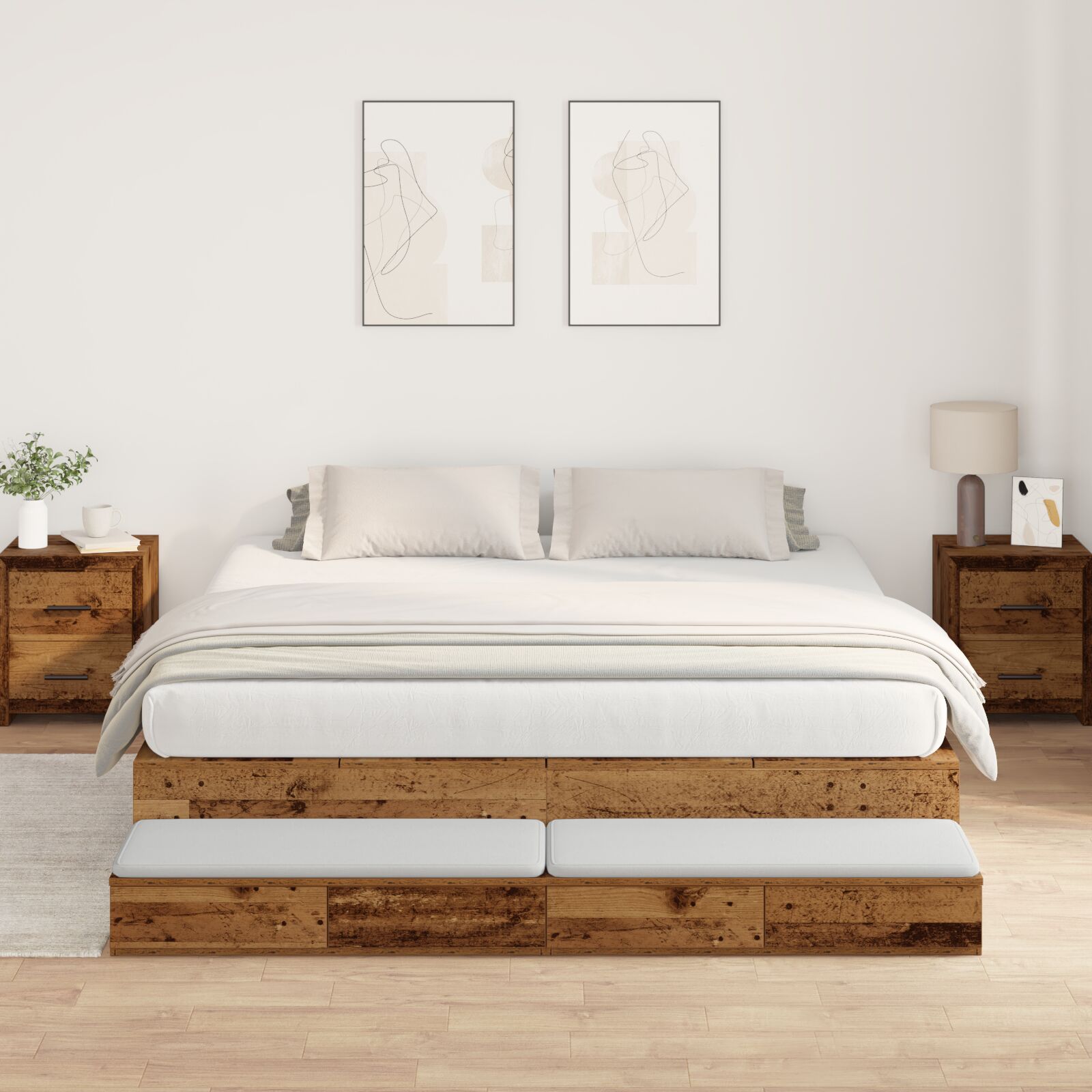 krevet s pohranom Smeđa Konstruirano drvo 180 x 200 x 31.5 cm