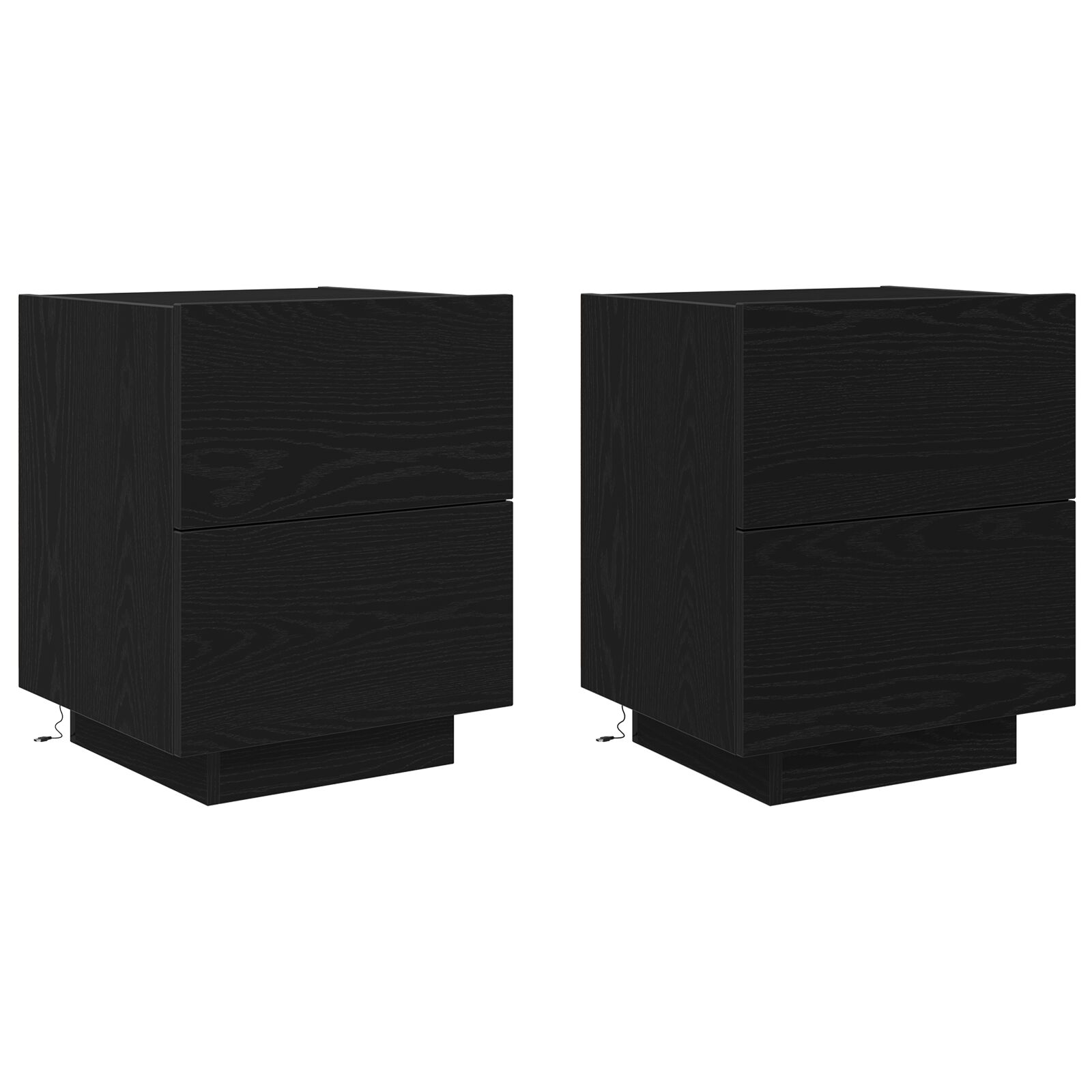 Нощни шкафчета с LED светлини 2 броя Черен дъб 45x40x55 см - Image 2