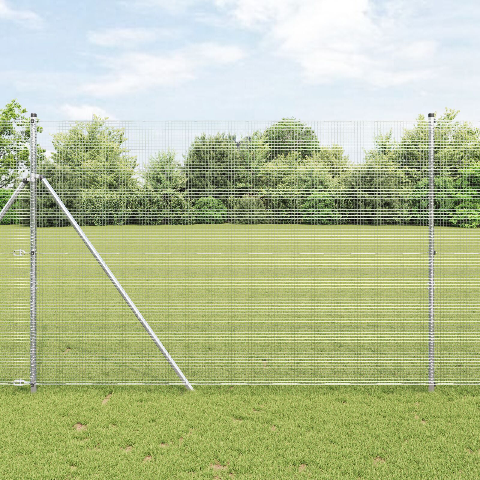vidaXL zavarena žičana ograda s 13 postova 1.5x25 m pocinčanog čelika