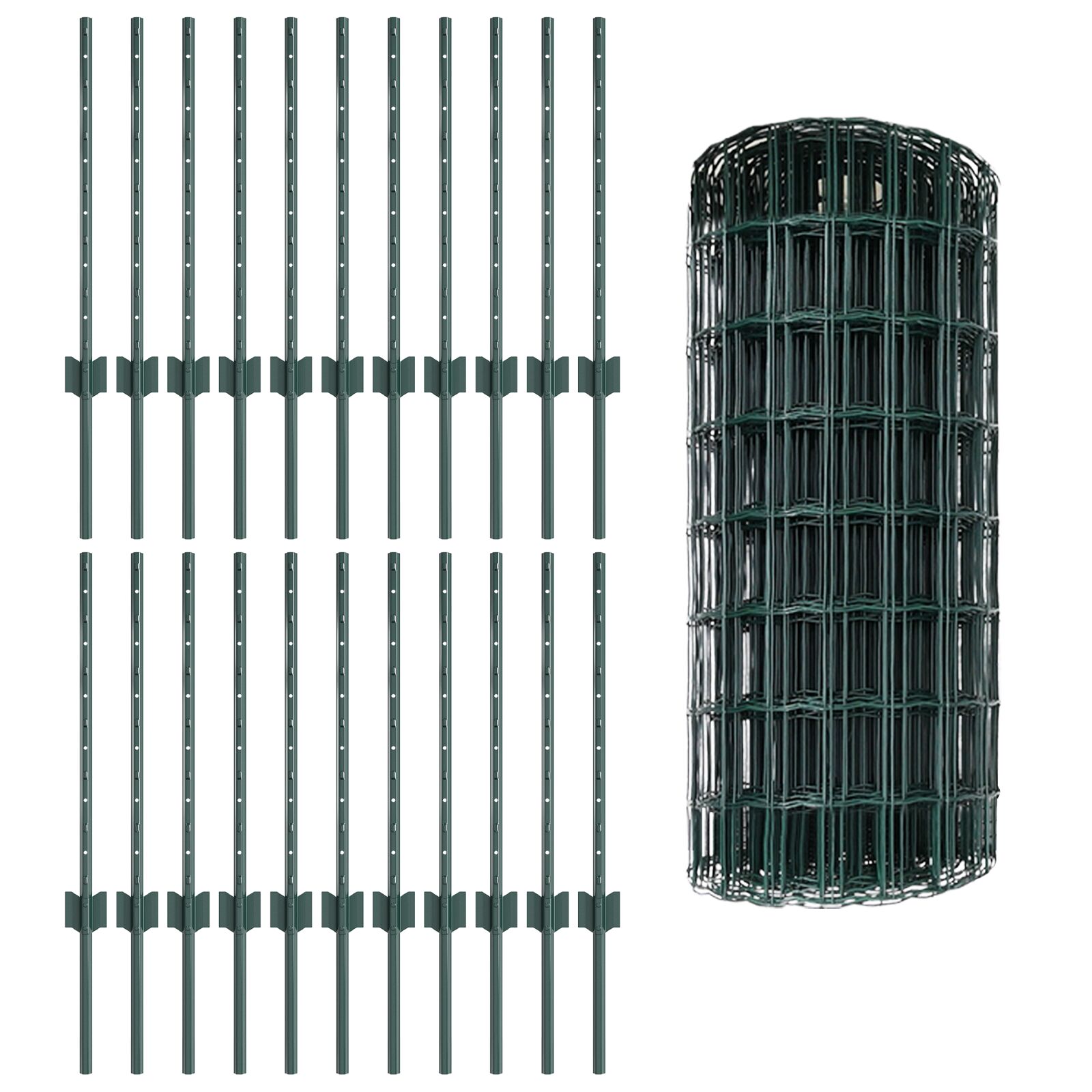 vidaXL Euro Ograde s 22 U Stupa Zelena 0,6x50 m Čelik