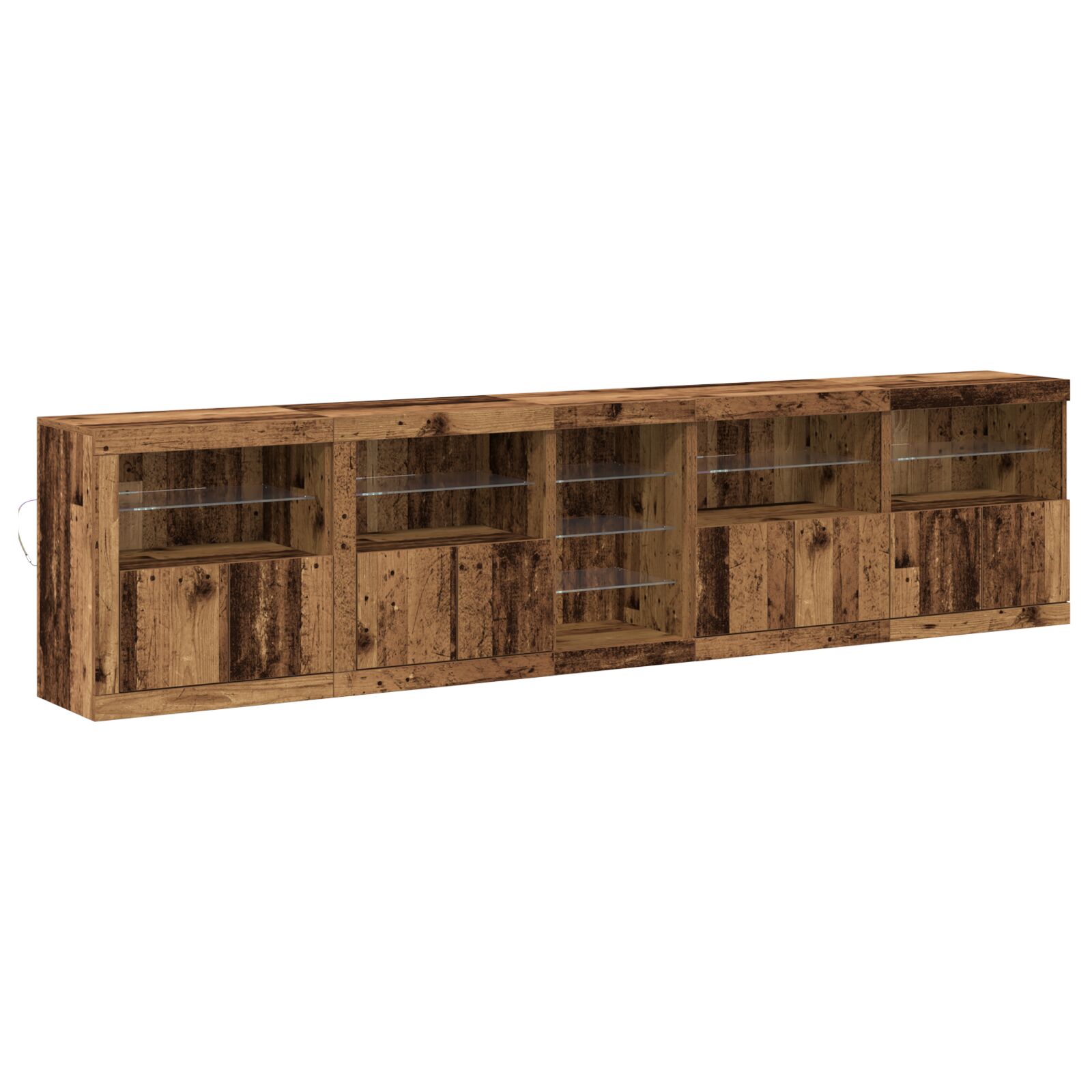 vidaXL Sideboard s LED svjetlima Staro drvo 283x37x67 cm Obradni drveni materijal