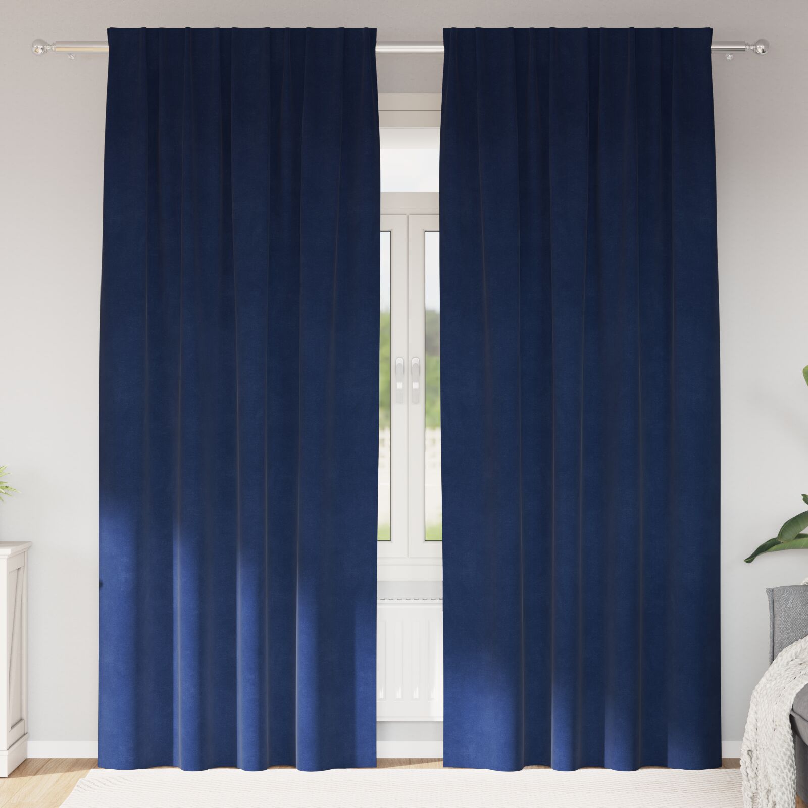 vidaXL Vorhänge Dunkelblau Polyester 140 x 260 cm Geräuschdämmend