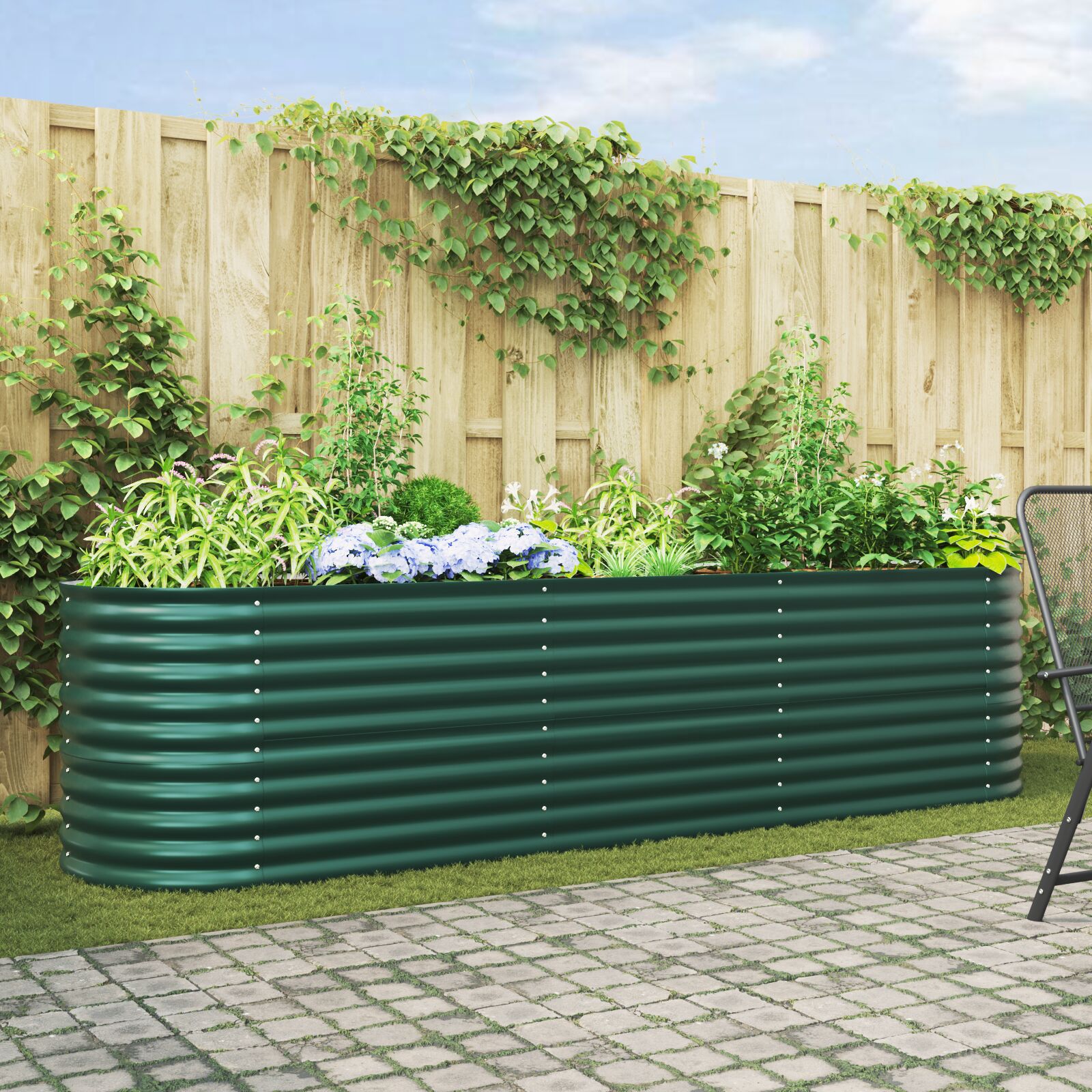 vidaXL Garten Hochbeet Grün Feuerverzinkter Stahl 320 x 80 x 81 cm