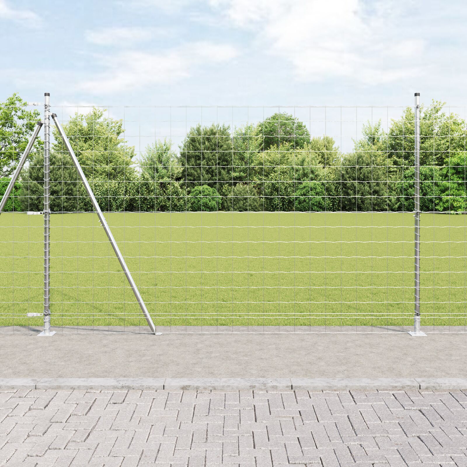 Eurohegn med 7 flangerede stolper 1,5x10 m galvaniseret stål