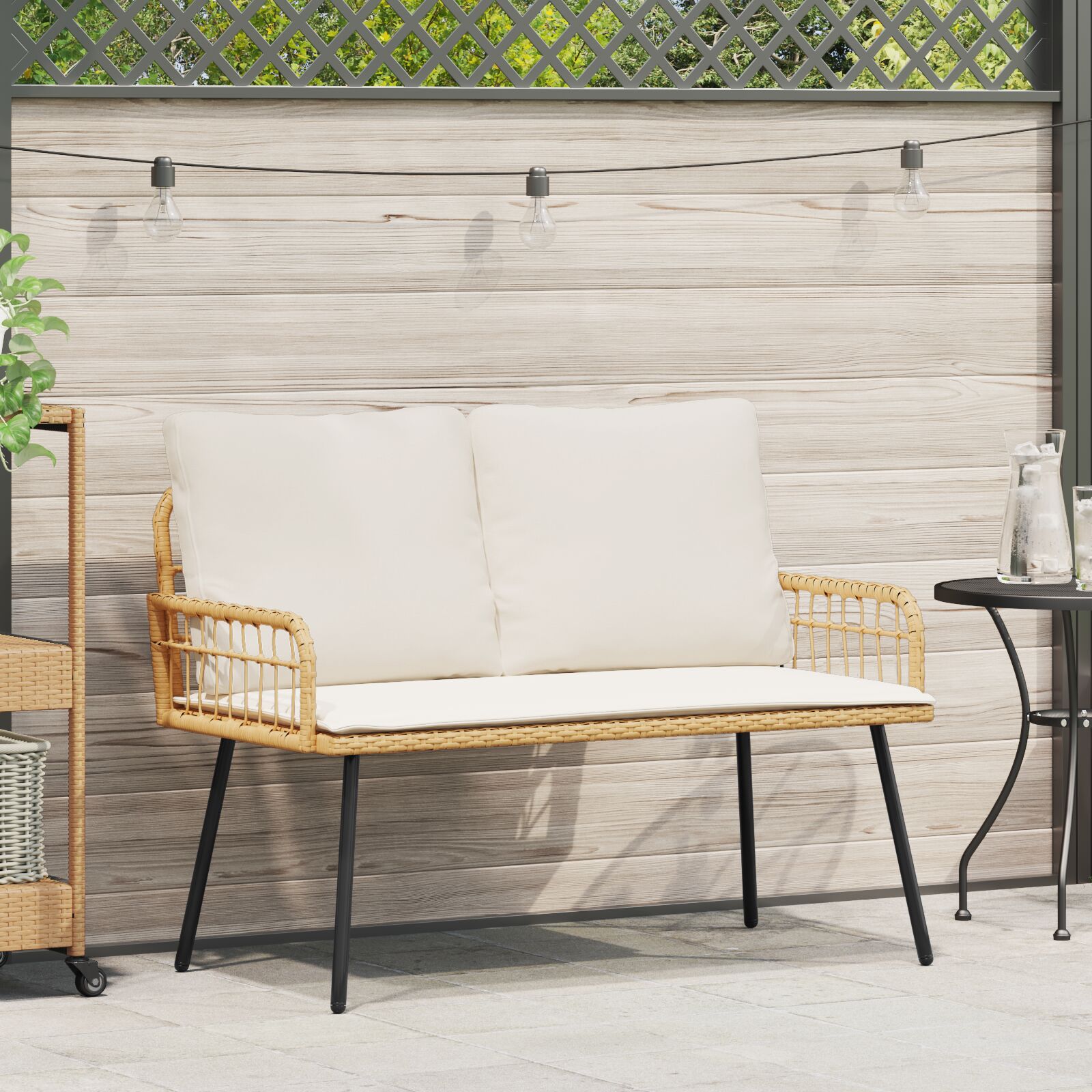 vidaXL Gartenbank Natur 114x64x78 cm Poly Rattan