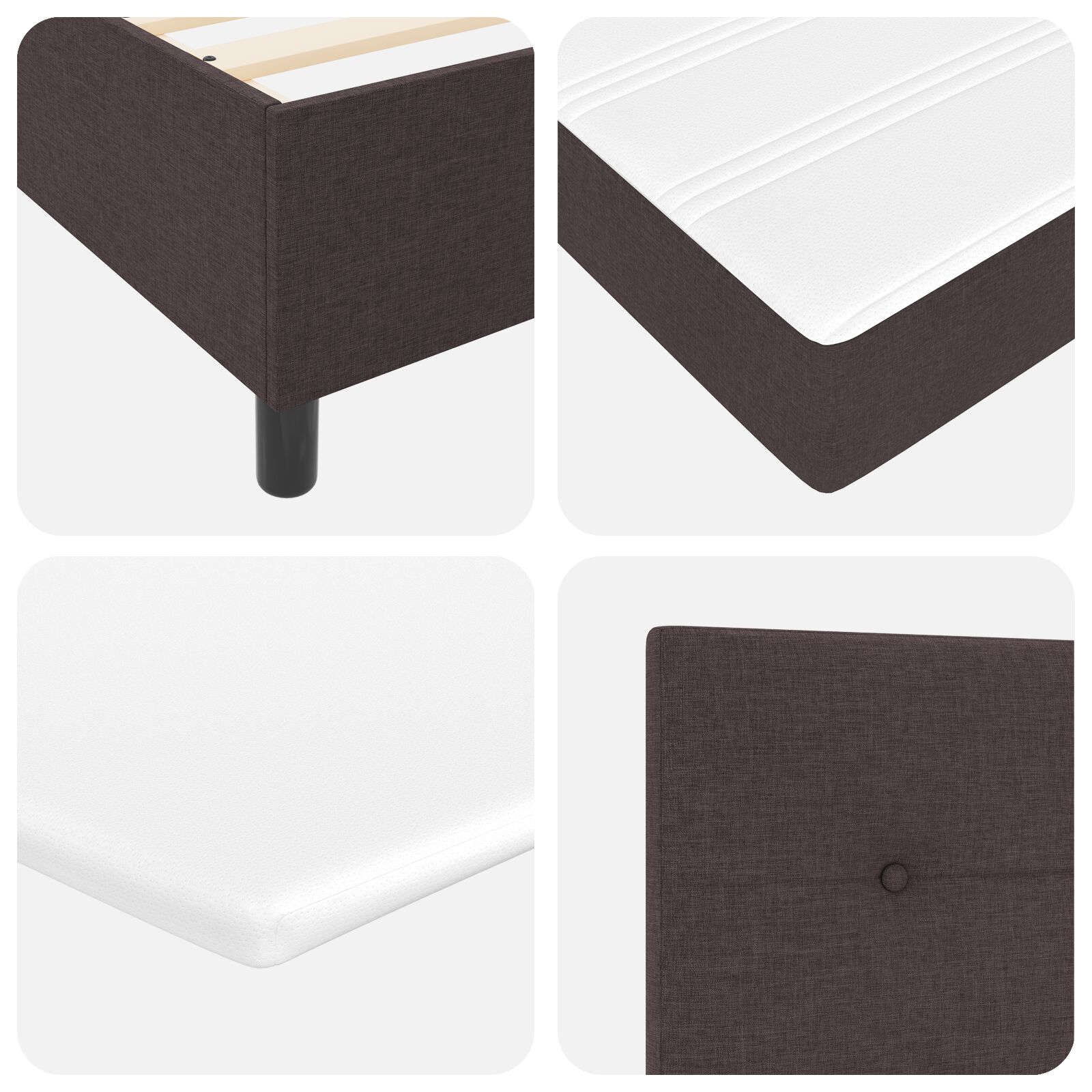 Box Spring ágy matraccal és paddal sötétbarna 140x200 cm szövet 
