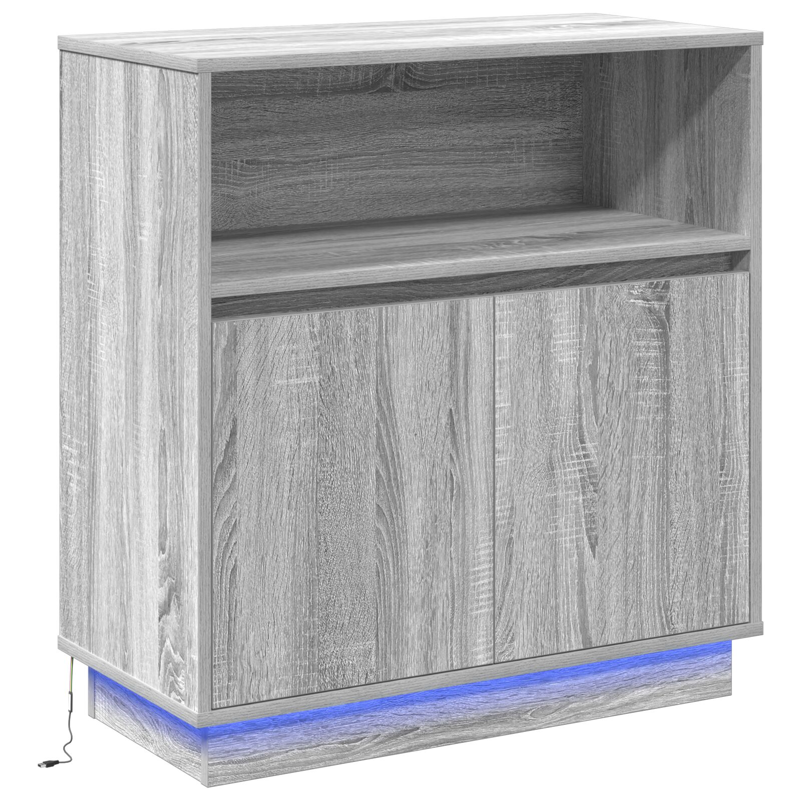 Sideboard s LED svjetlom Siva Sonoma 71x34,5x75 cm Konstruirano drvo