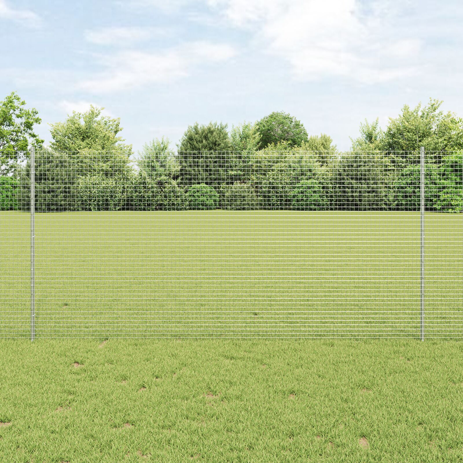 vidaXL Zavarena žičana ograda s 44 U stubova Srebrna 1.2x50 m Čelik