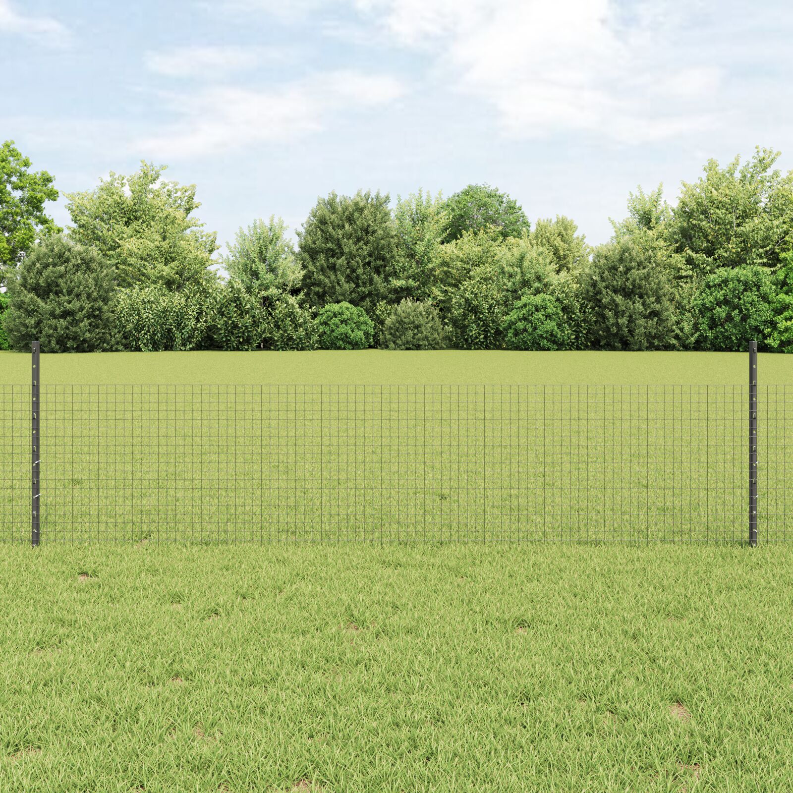 vidaXL Siva zavarena žičana ograda  s 22 U stuba 0.5x50 m čelik