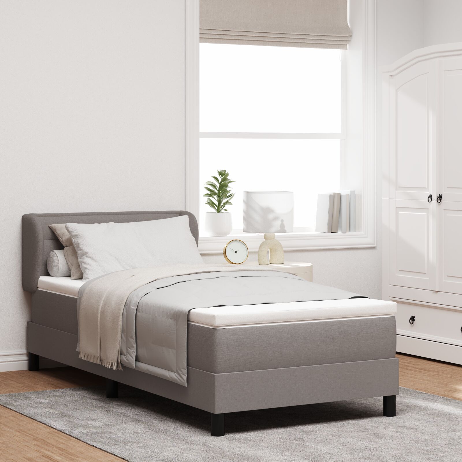 Box Spring Krevet s Madracem u Taupe boji 90x190 cm Tkanina