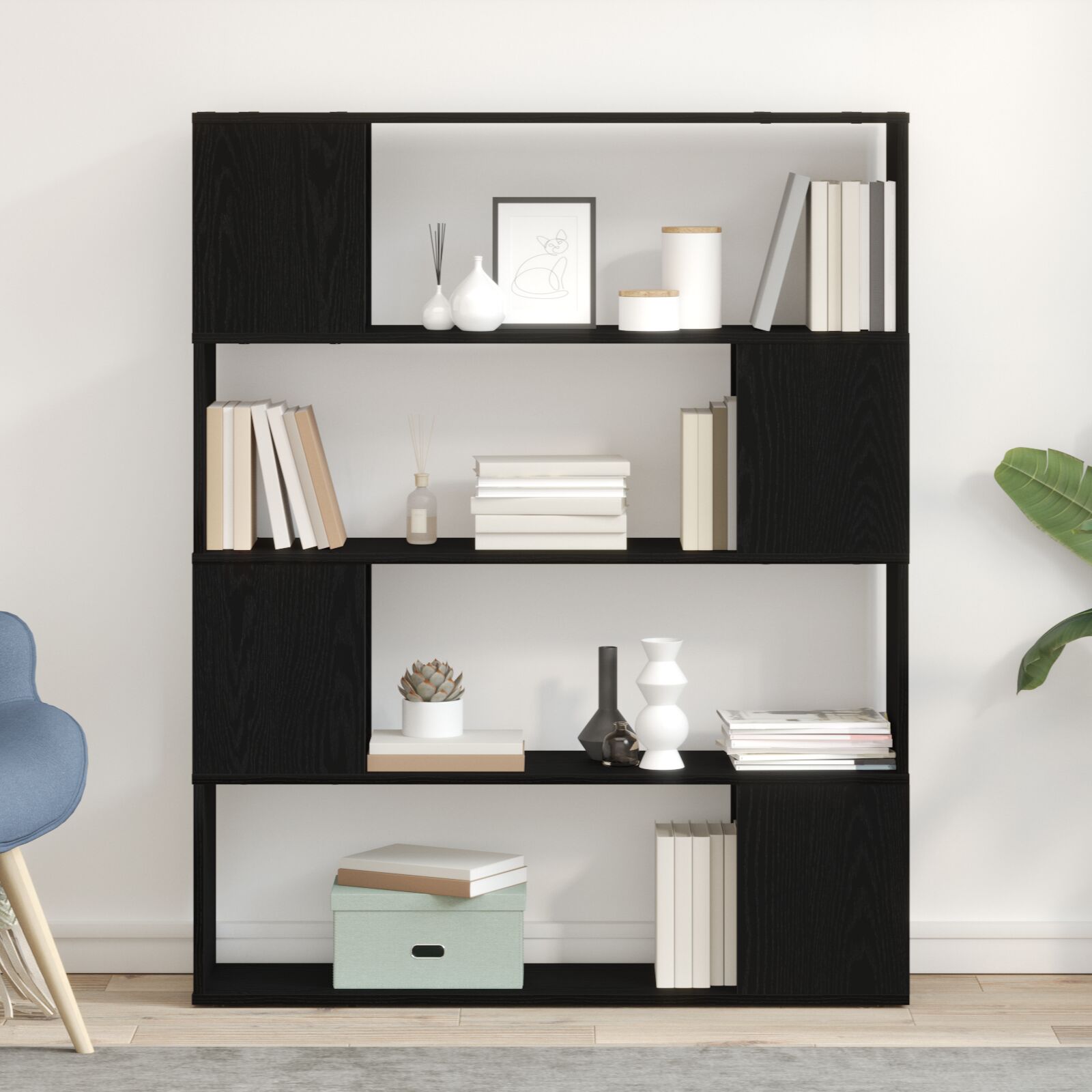vidaXL Bücherregal Schwarz Eiche 100x24x124 cm Holzwerkstoff