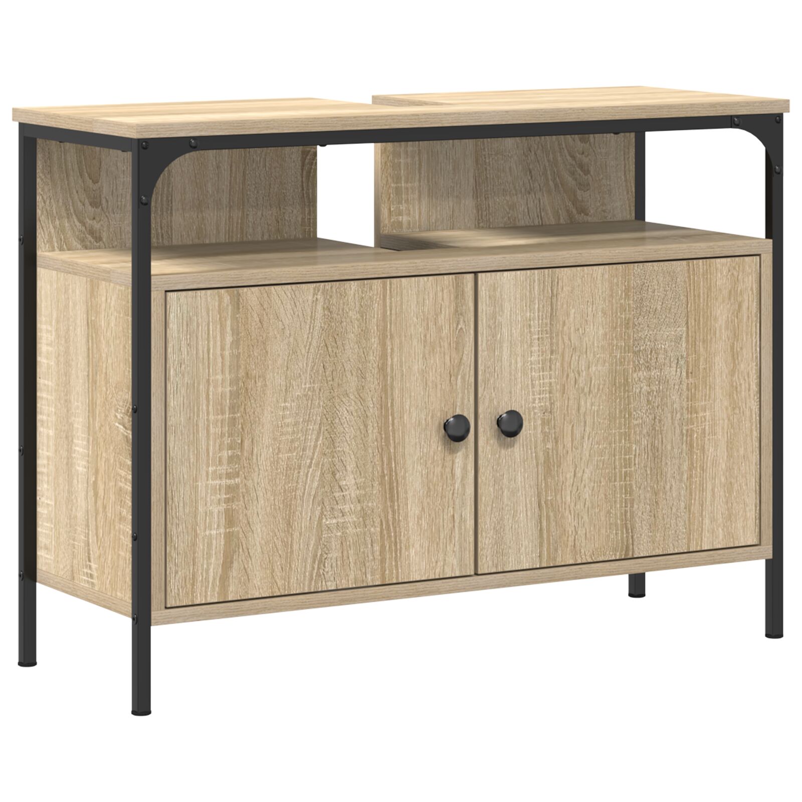 Badeværelsesskab med håndvask Sonoma Eg 80x30x60 cm Konstrueret træ