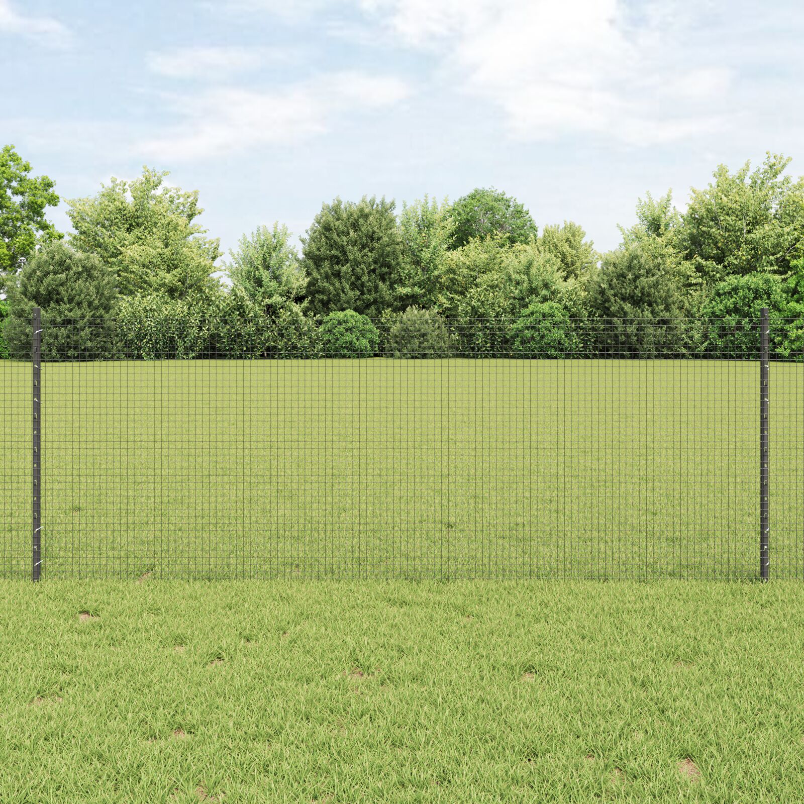 vidaXL zavarena žičana ograda s 44 U stuba Siva 0.8x100 m čelik