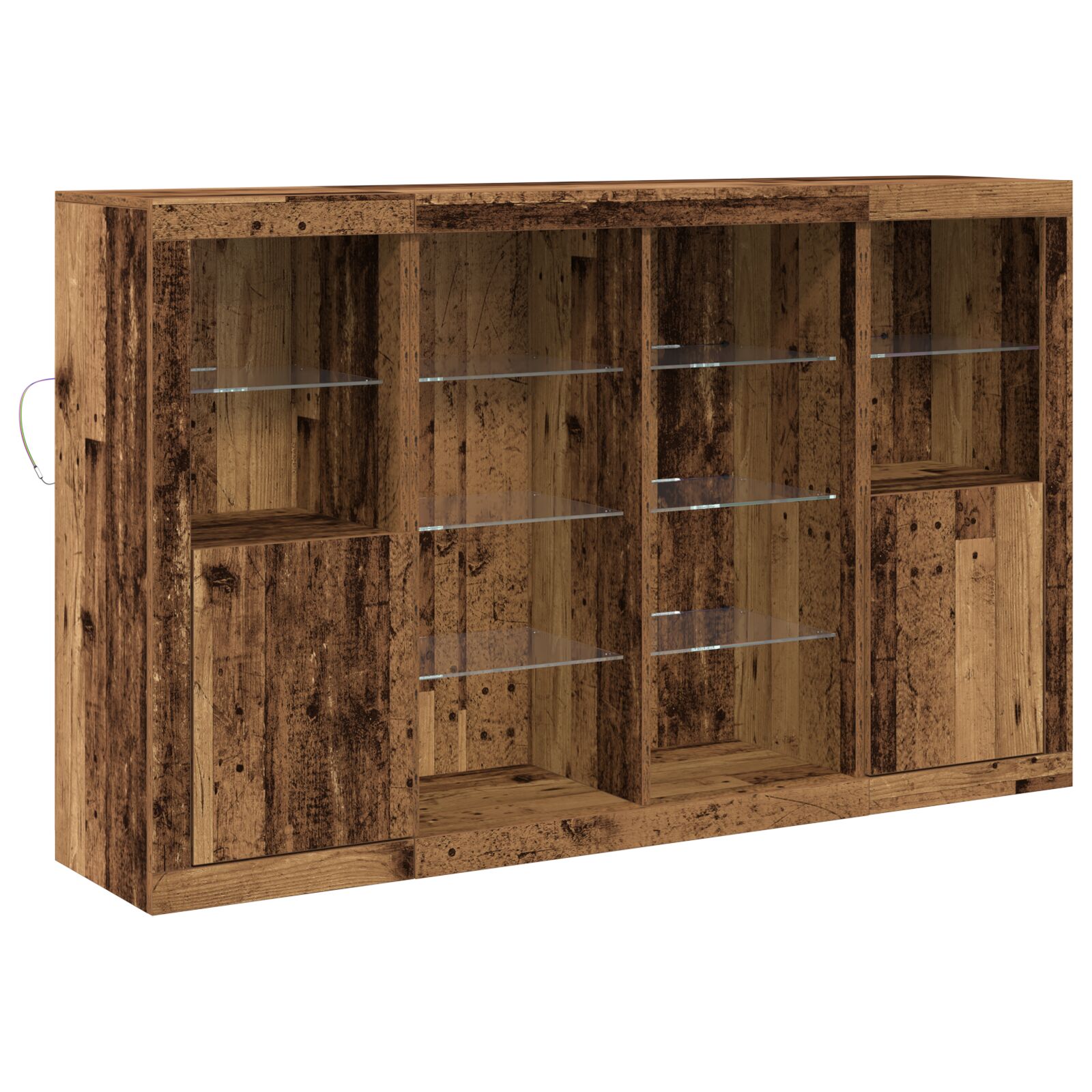 vidaXL Sideboard s LED svjetlima Staro drvo 163x37x100 cm Inženjersko drvo, vidaXL Sideboard s LED svjetlima Staro drvo 41x37x100 cm