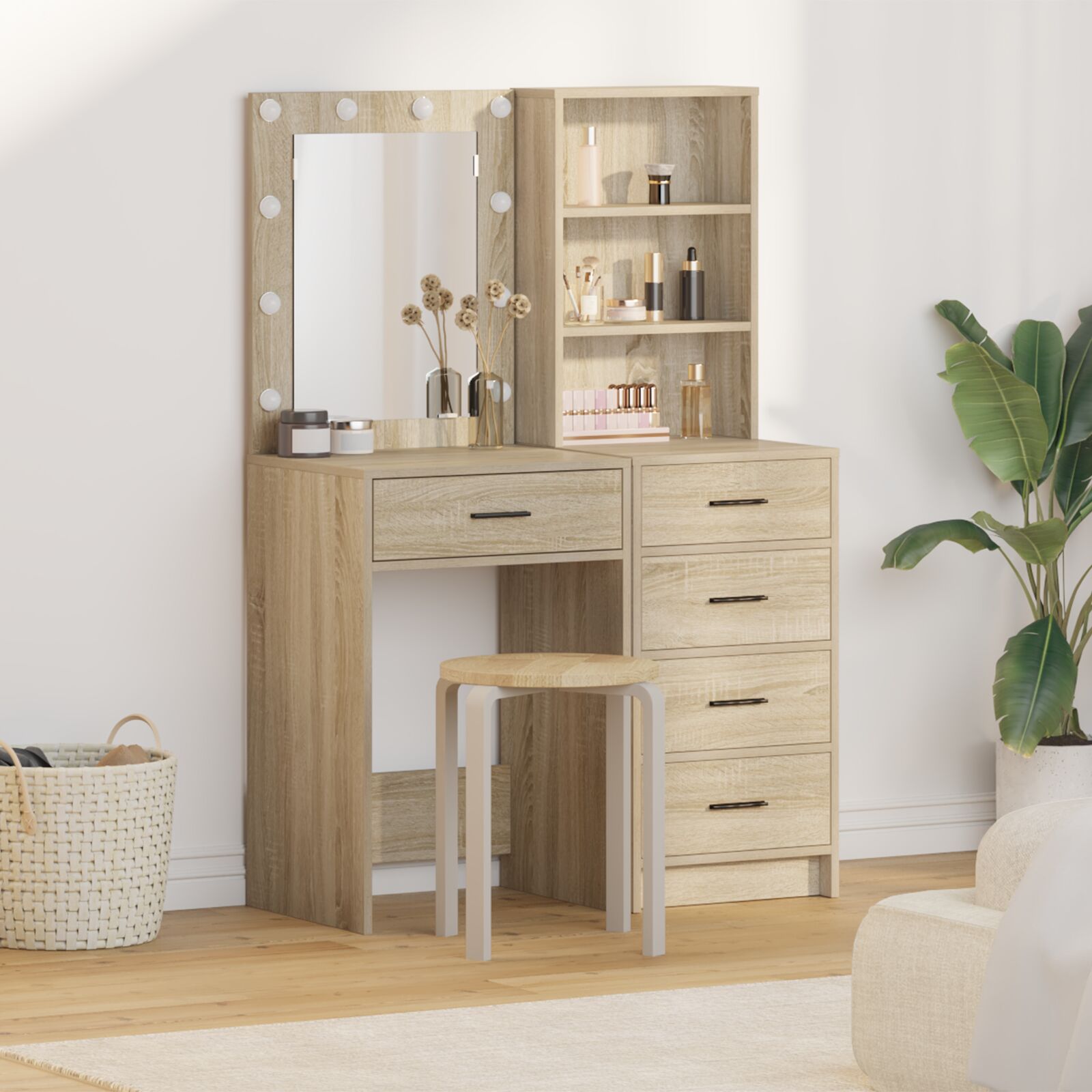 vidaXL Set von 2 Sonoma Eiche Holzwerkstoff Stauraum Highboard