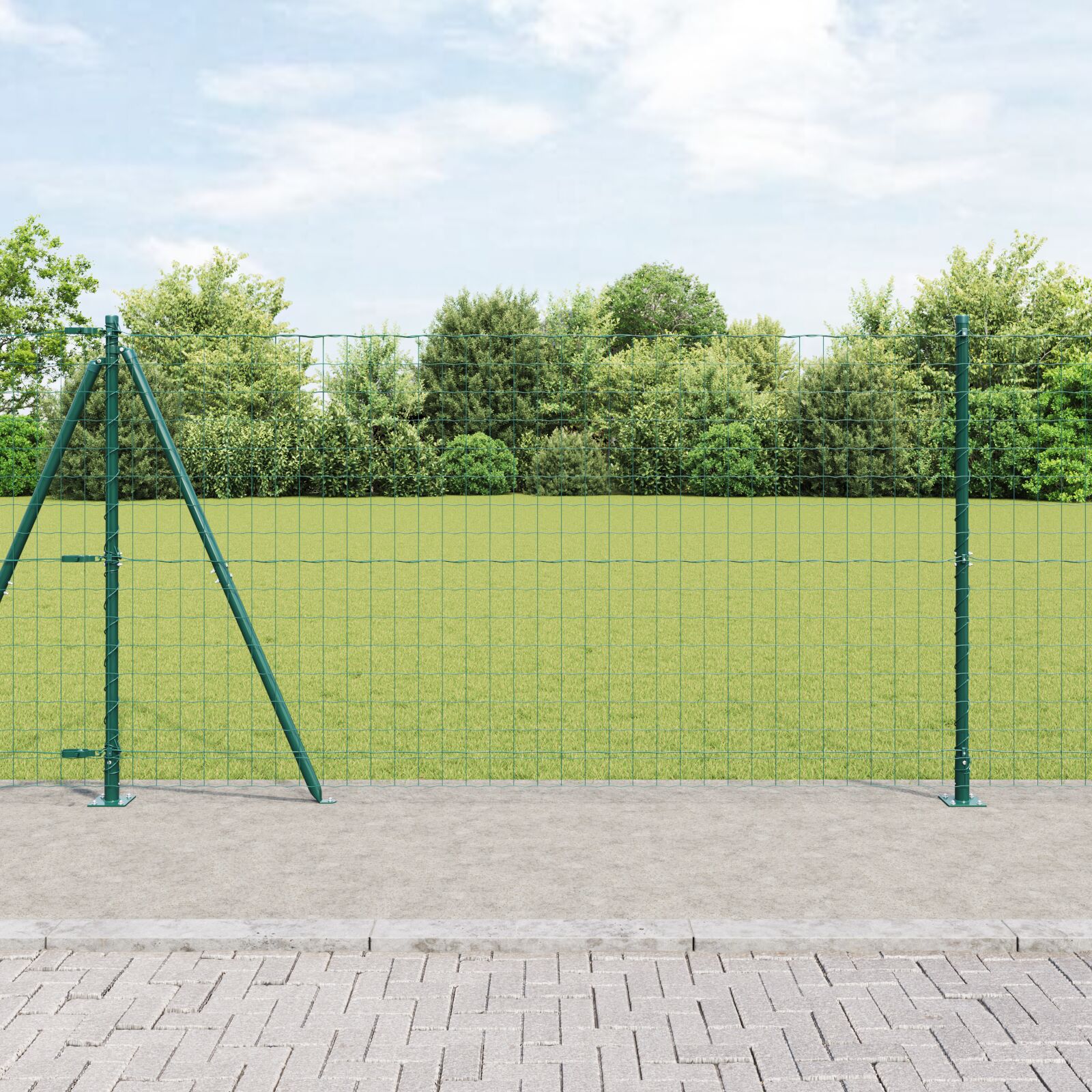 Euro Hegn Sæt af 2 Grøn Stål med PVC-belægning 25 x 1,2 m
