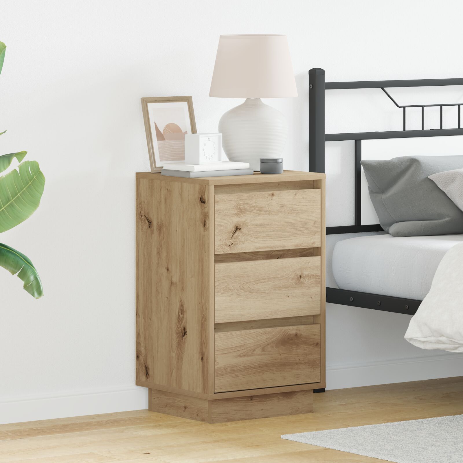 vidaXL Nachttisch mit LED Artisan Eiche 39x34,5x65 cm Holzwerkstoff