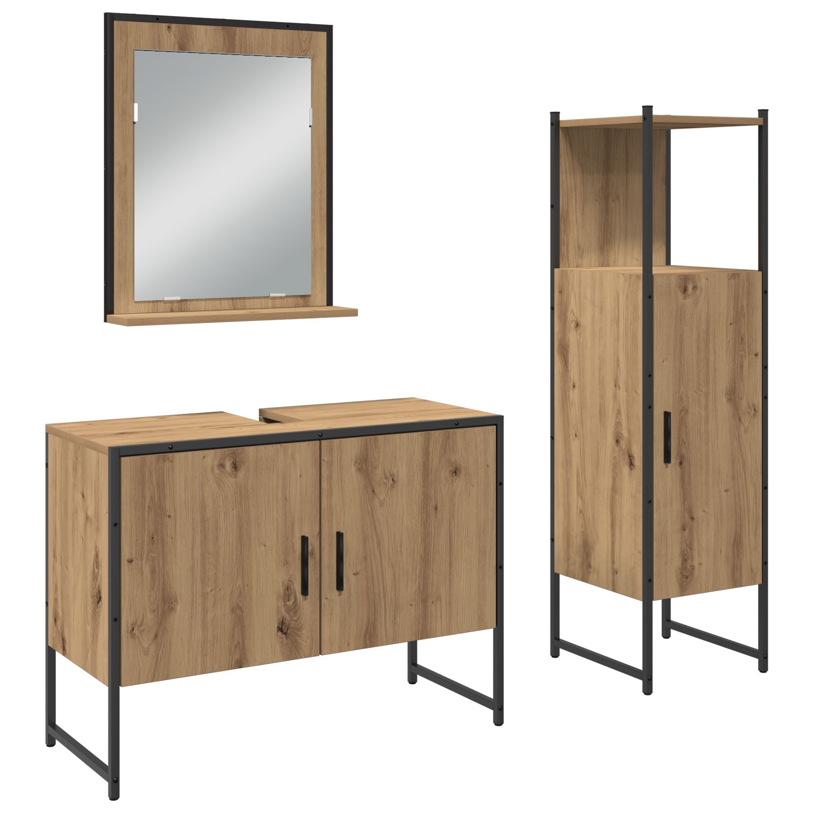 vidaXL Set namještaja za kupaonicu od 3 dijela Artisan Oak inženjersko drvo