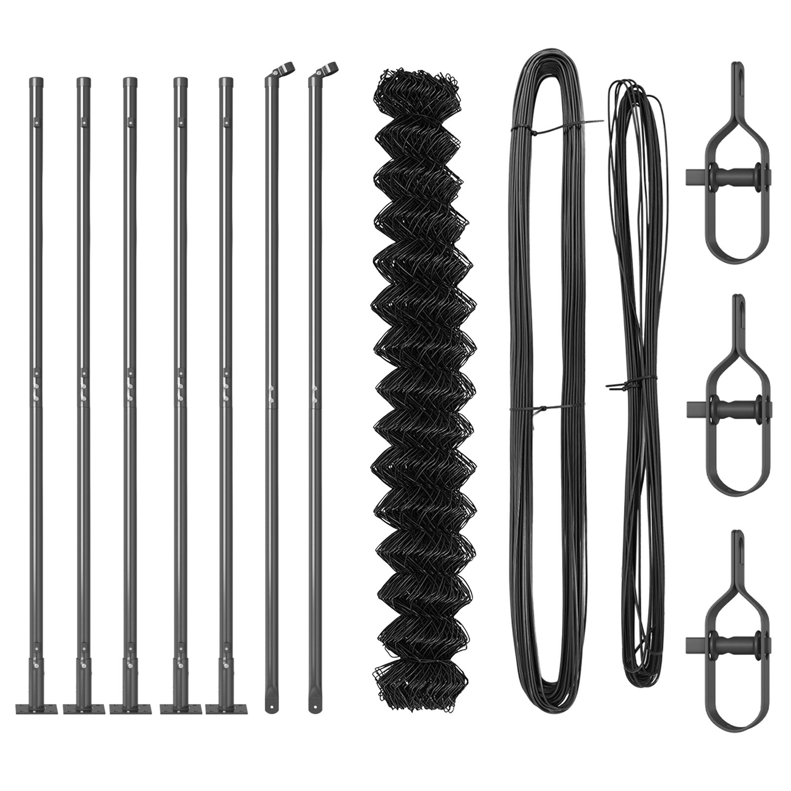 vidaXL Ograda od lanca s 7 postolja s prirubnicom 1.5x10 m Galvanizirani čelik