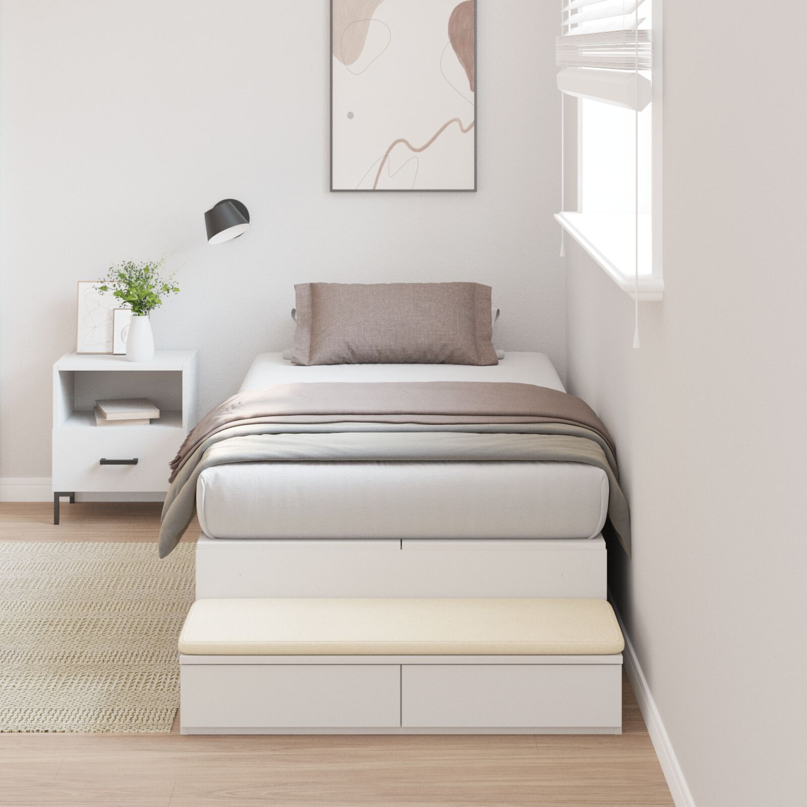 krevet s prostorom za pohranu Bijeli Drvo 190 x 75 cm