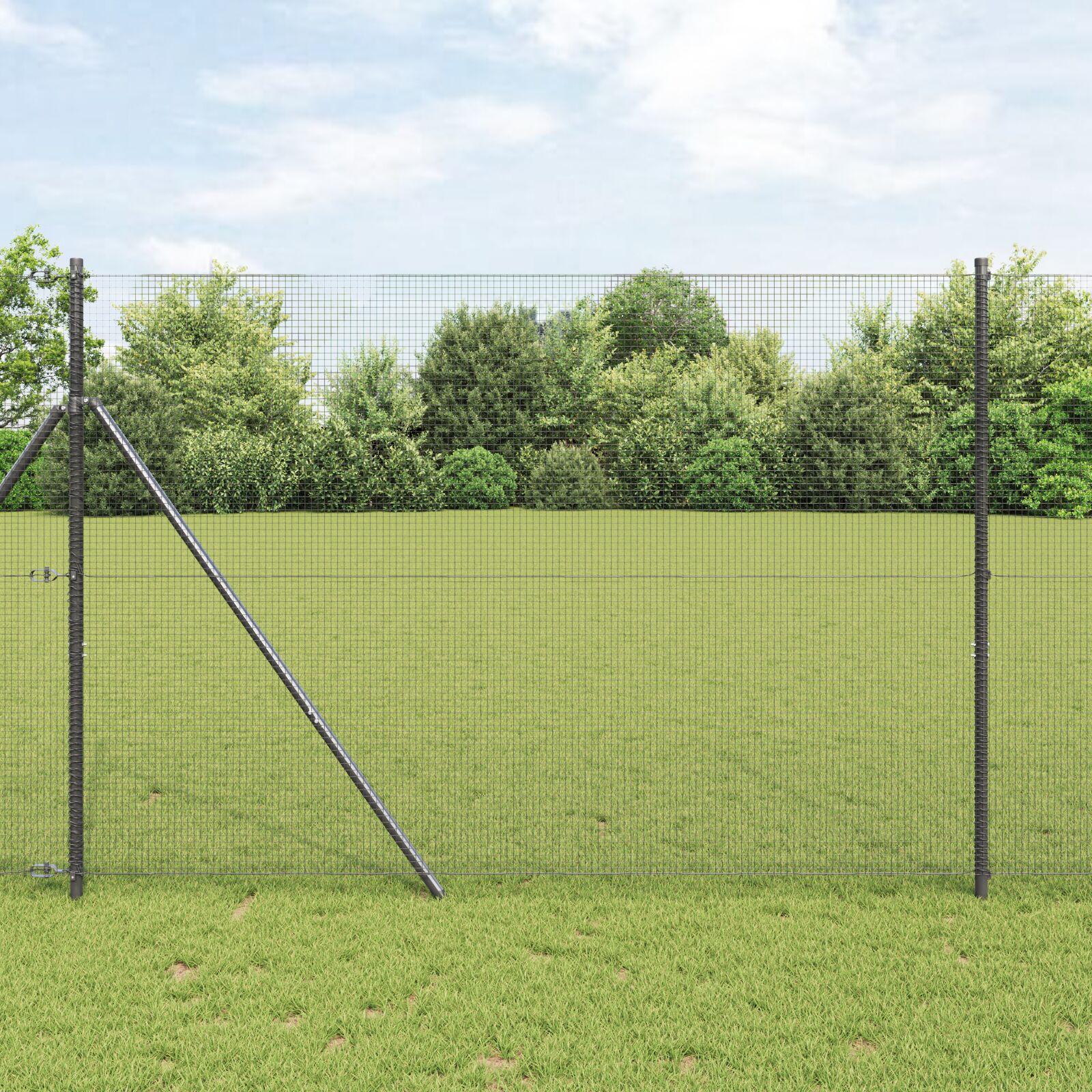 vidaXL Zavarena žičana ograda s 13 stupova Siva 1,5x50 m Čelik