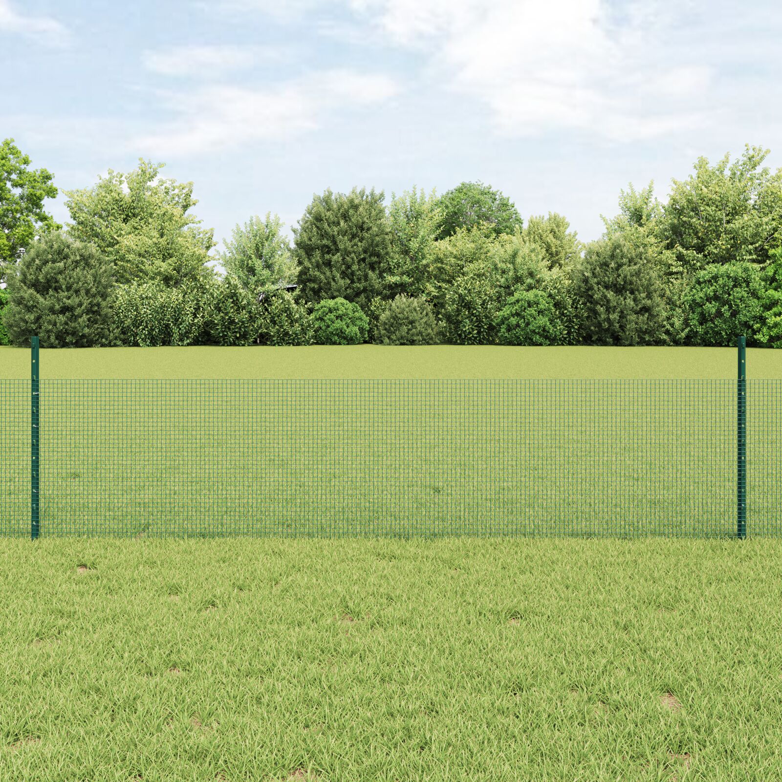 vidaXL Zavarena žičana ograda s 22 U stupova Zelena 0.5x50 m Čelik