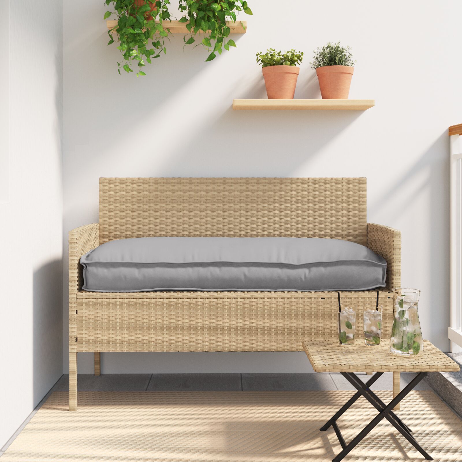 Udendørs Pude Grå Polyester 100 x 40 x 8 cm Aftageligt Betræk