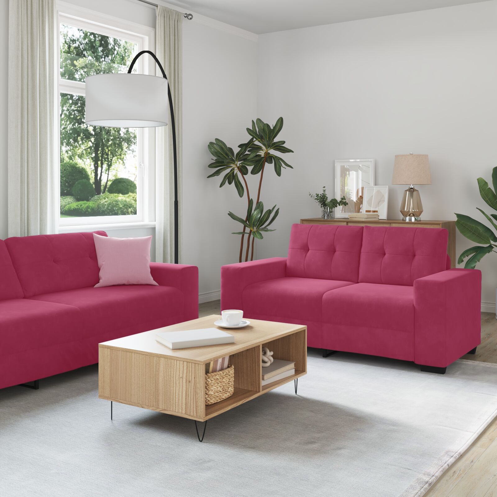 vidaXL Sofa-Set Set aus 3 Weinrot