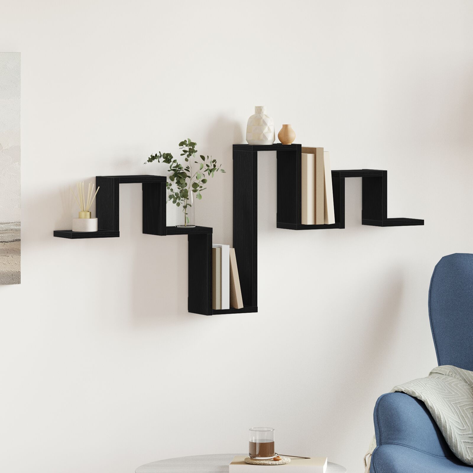 vidaXL Wandregale & Regalbretter Schwarze Eiche Holzwerkstoff Mittel