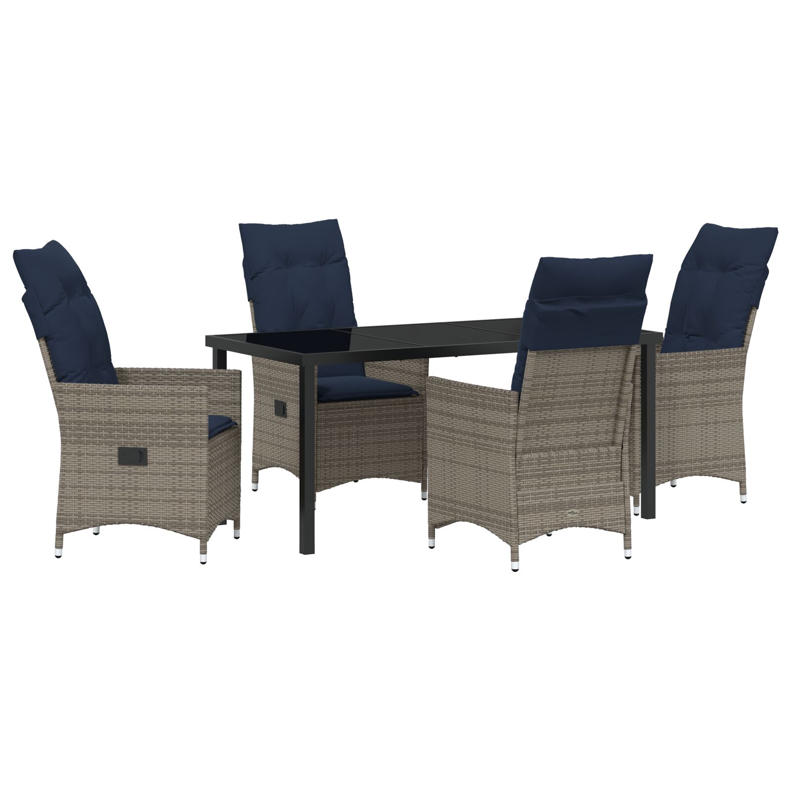 5-dijelni blagovaonski set s jastučićima siva poli ratan, vidaXL vrtni stol crni 160x80x73 cm staklo otporno na toplinu