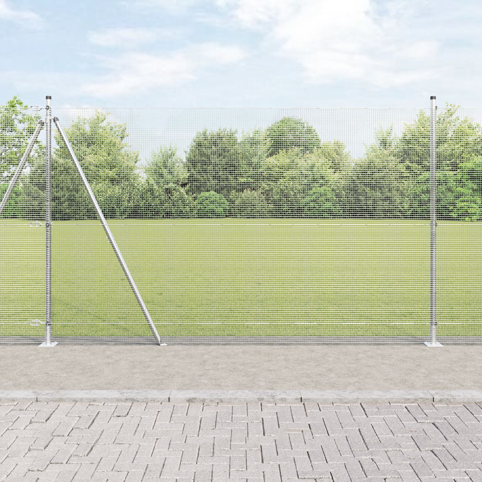 vidaXL zavarena žičana ograda s 13 flanged postova 1.6x25 m cinkani čelik