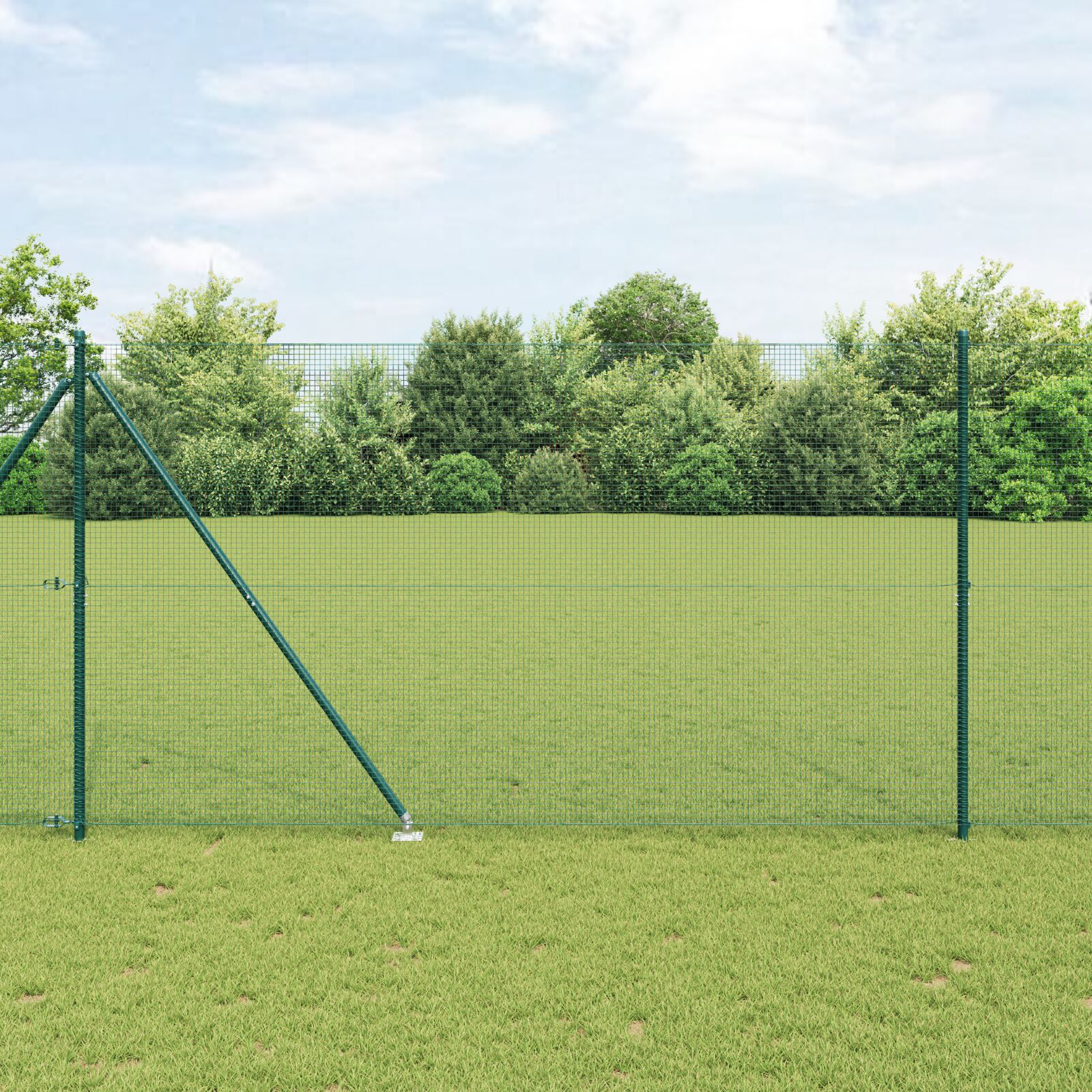 vidaXL zavarena žičana ograda s 13 šiljastih postova Zelena 1.5x50 m Čelik