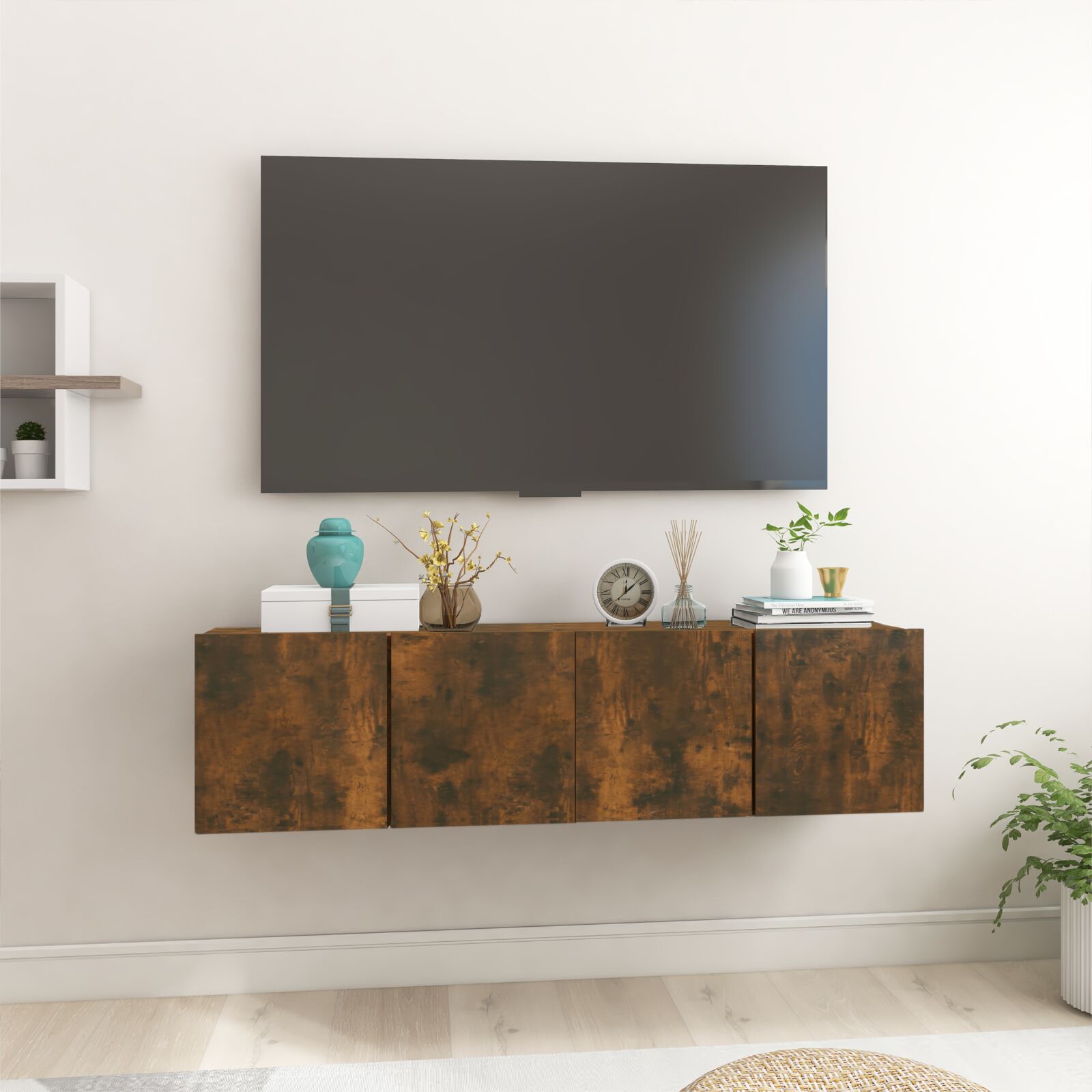 vidaXL Szafki wiszce pod TV, 2 szt., przydymiony db, 60x30x30 cm