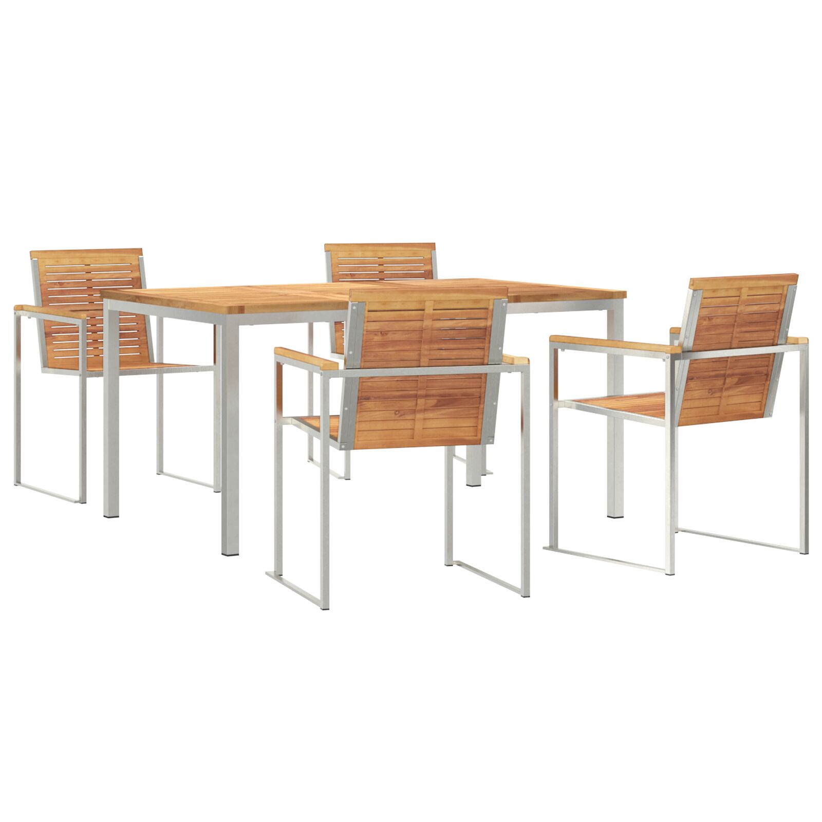 5 Delt Have Spise Sæt Massivt Teaktræ, vidaXL Udendørs Spisebord 150x90x75 cm Massivt Teaktræ