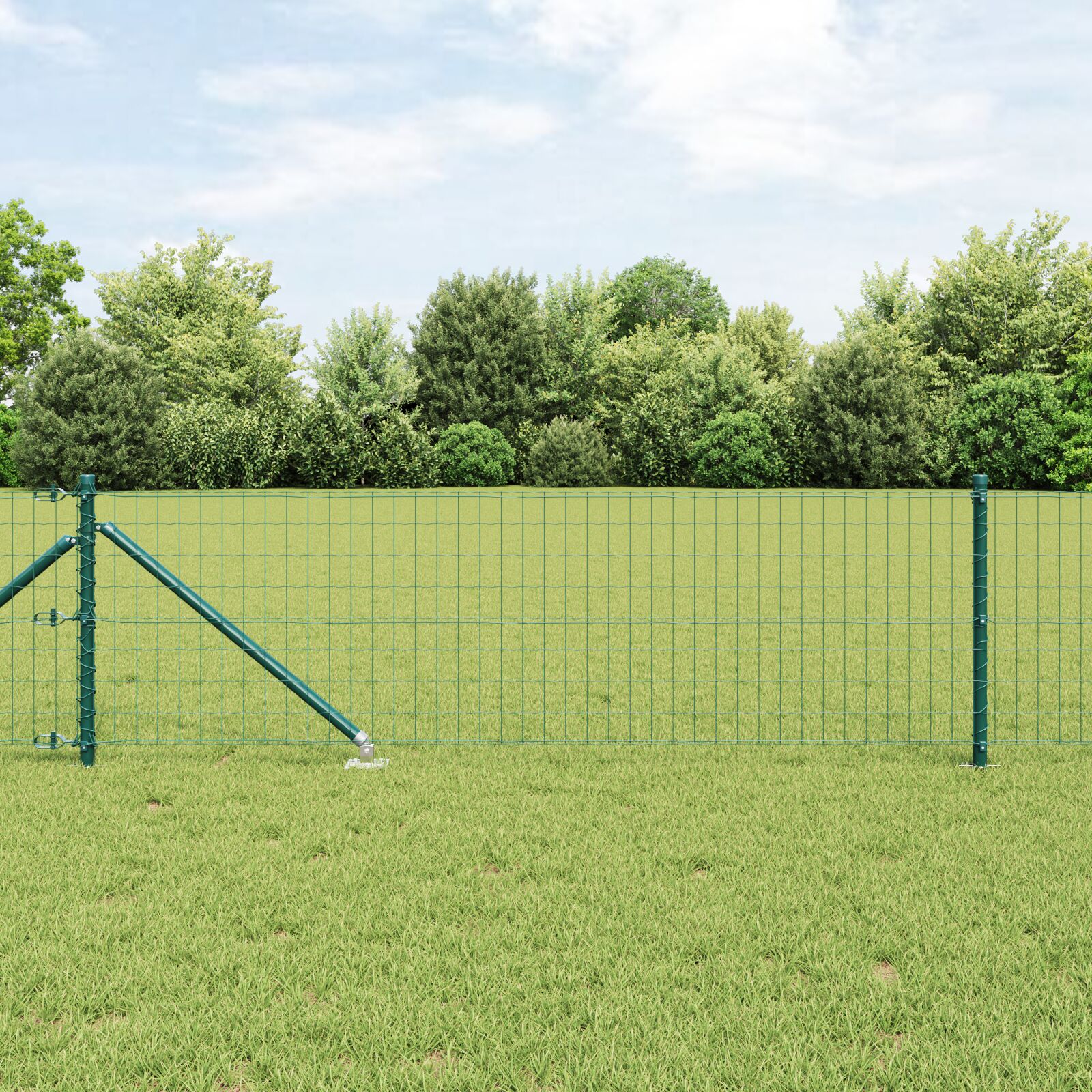 Euro Hegn med 13 Spike Poster 0.6x25 m Galvaniseret Stål Grøn