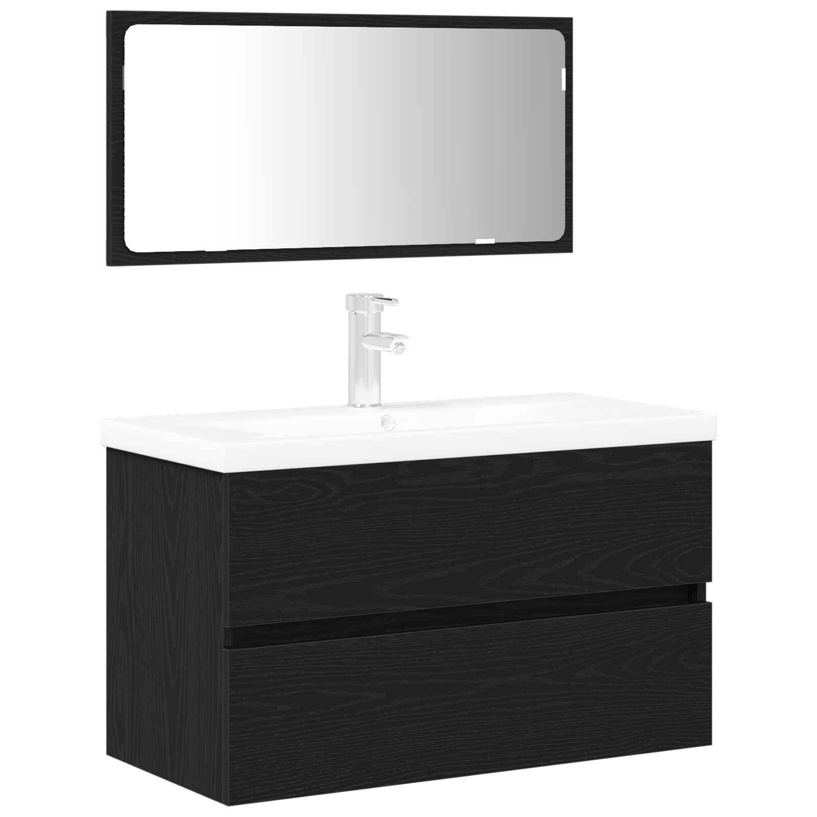 vidaXL set namještaja za kupaonicu u 3 dijela, crna hrastovina., vidaXL set namještaja za kupaonicu u 2 dijela, crna hrastovina.